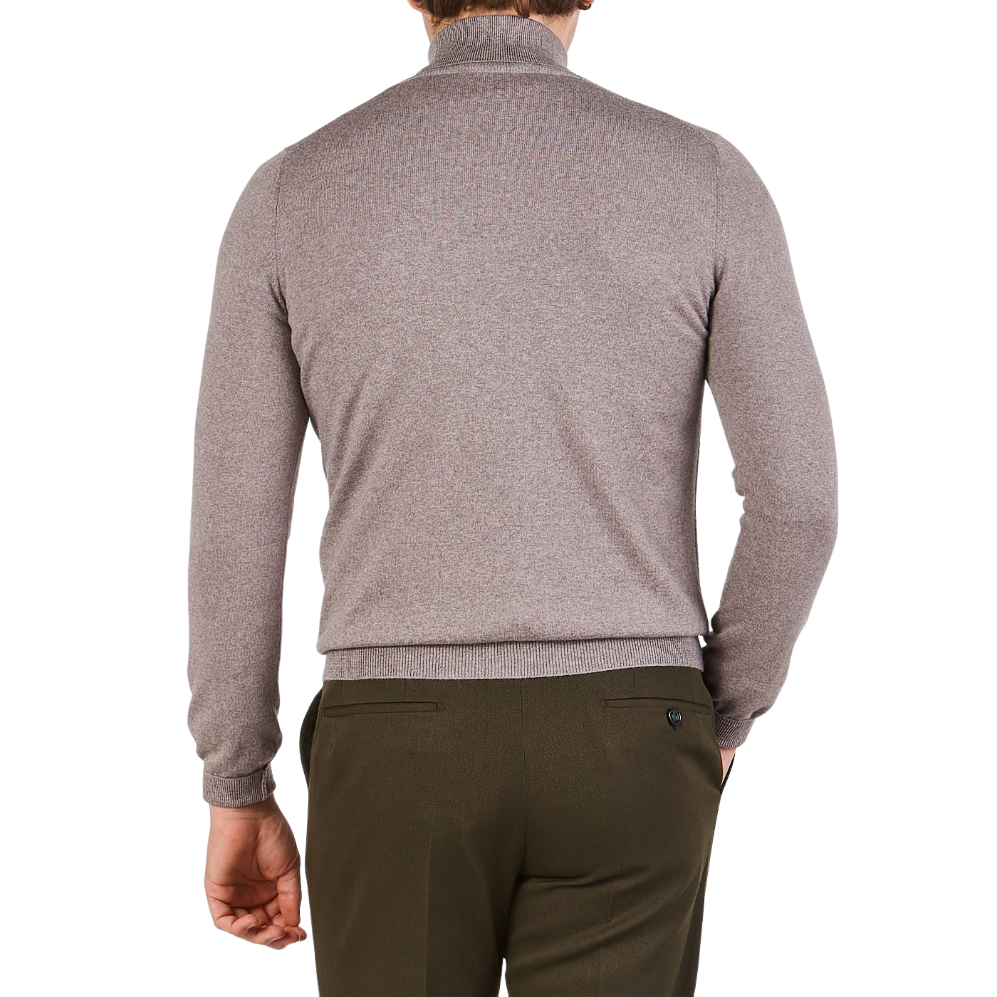 Gran Sasso Beige Extra Fine Merino Roll Neck Back