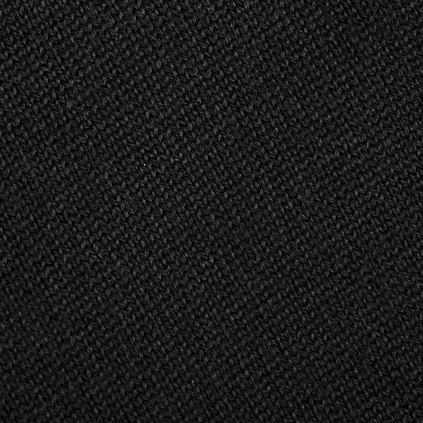 Close-up of the Gran Sasso Black Extra Fine Merino Wool Rollneck, highlighting its textured, woven black wool surface and fine details—ideal for a slim fit garment.