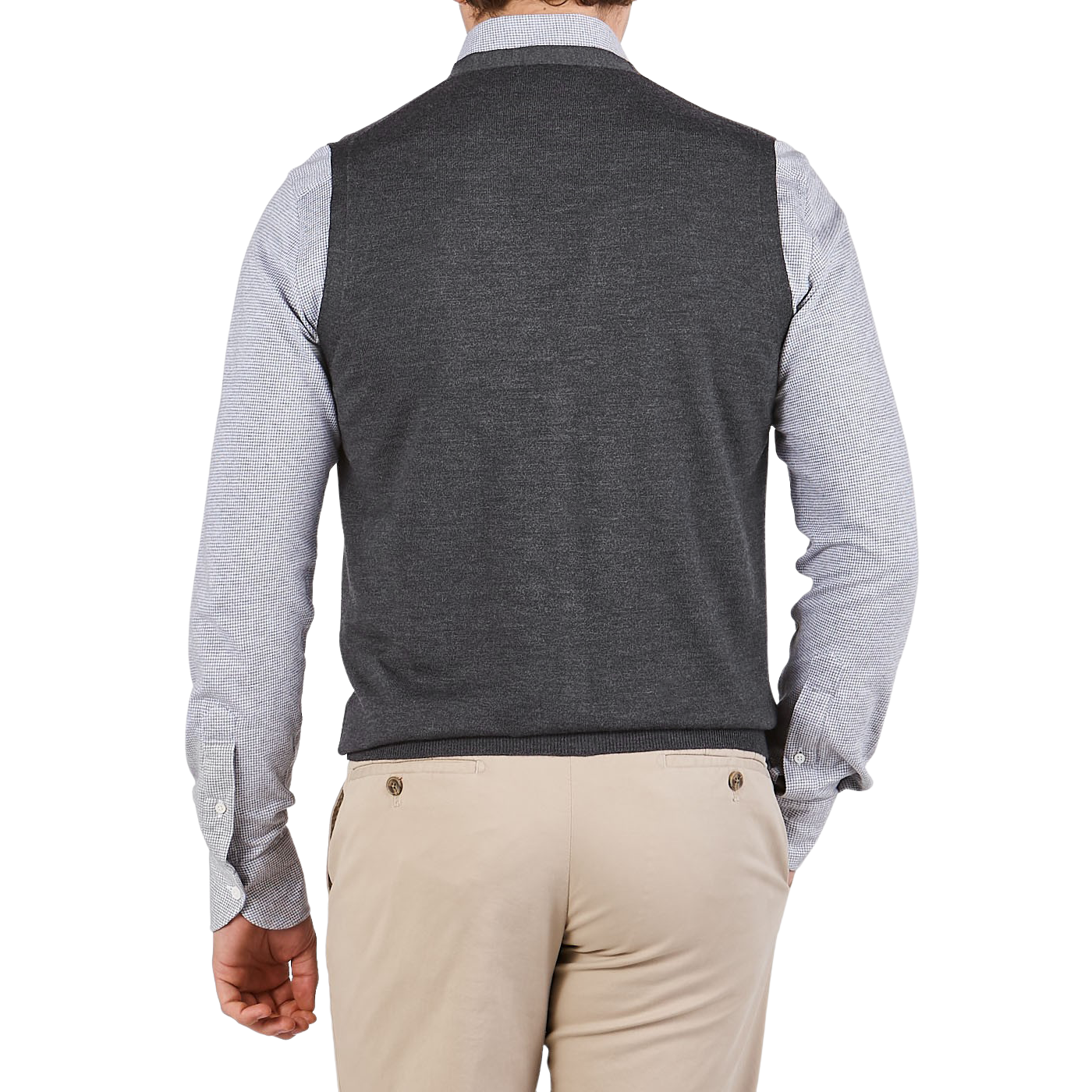 Gran Sasso Charcoal Extra Fine Merino Wool Vest Back