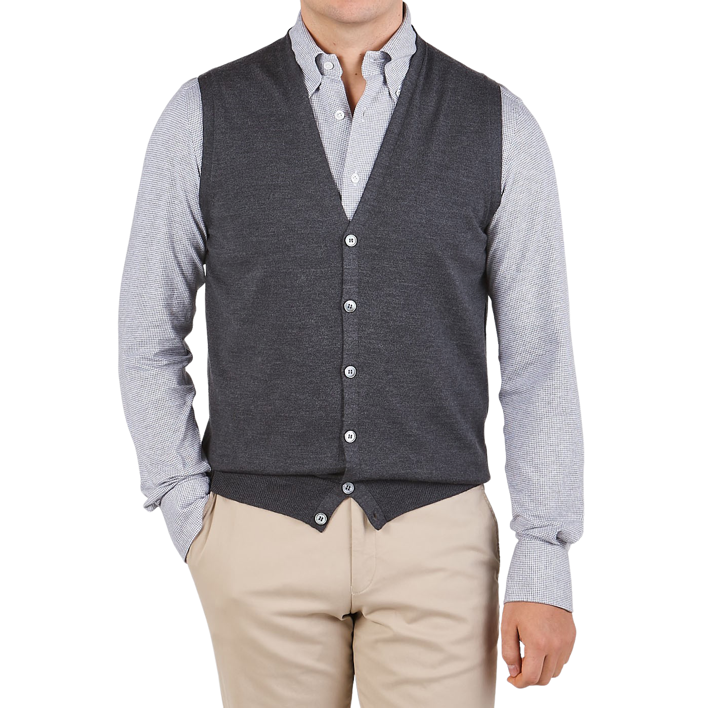 Gran Sasso Charcoal Extra Fine Merino Wool Vest Front