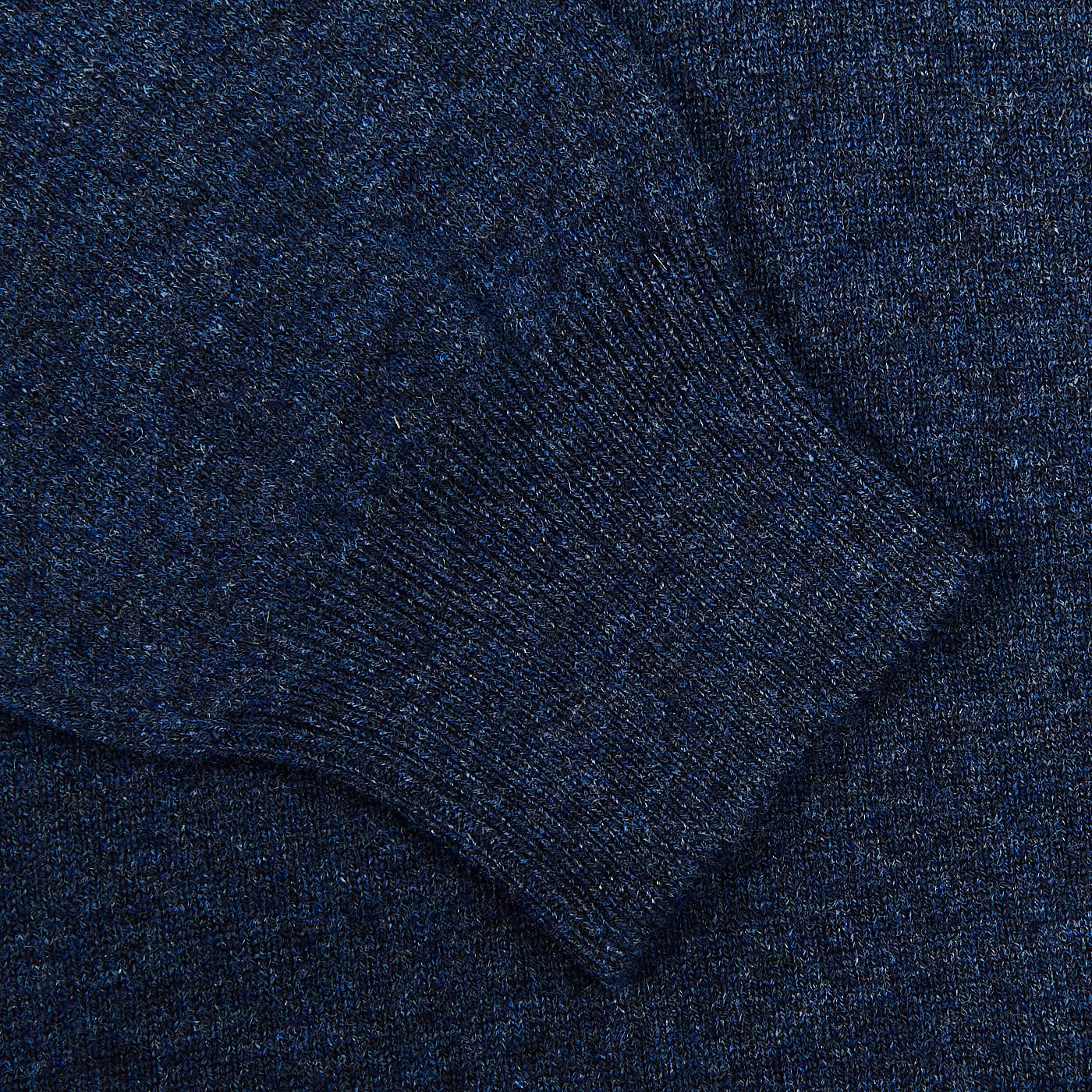 Gran Sasso Dark Blue Melange Wool Cashmere 1:4 Zip Sweater Cuff