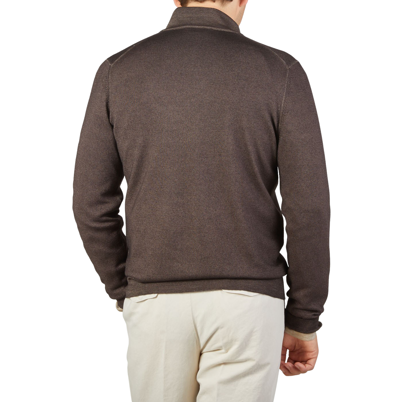 Gran Sasso Dark Brown Vintage Merino Wool Zip Cardigan Back