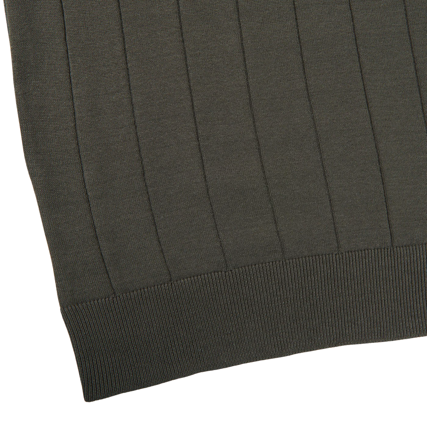 Gran Sasso Dark Green Knitted Silk Zip Polo Shirt Edge