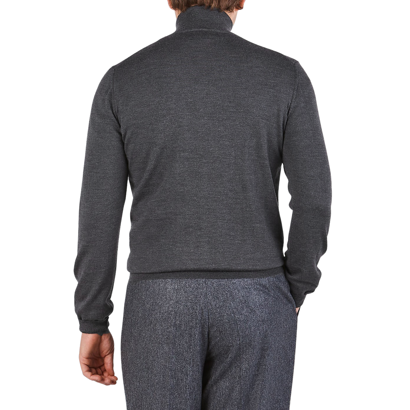 Gran Sasso Grey Extra Fine Merino Roll Neck Back