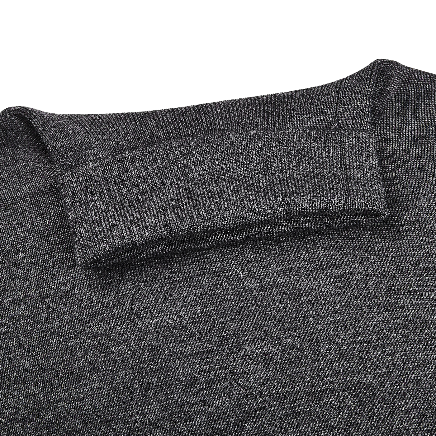 Gran Sasso Grey Extra Fine Merino Roll Neck Collar