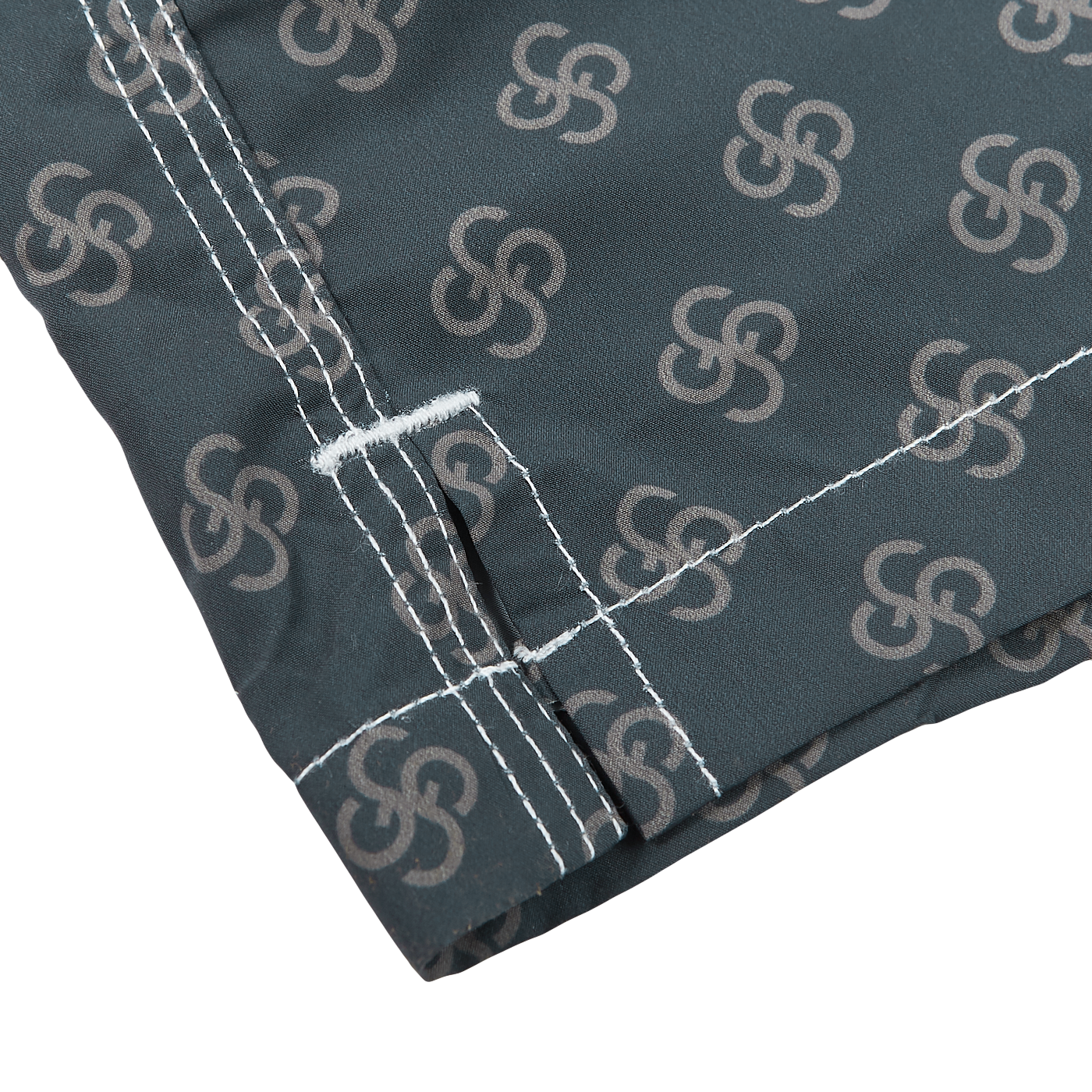 Gran Sasso Grey Logo Printed Recycled Microfiber Swimshorts Edge