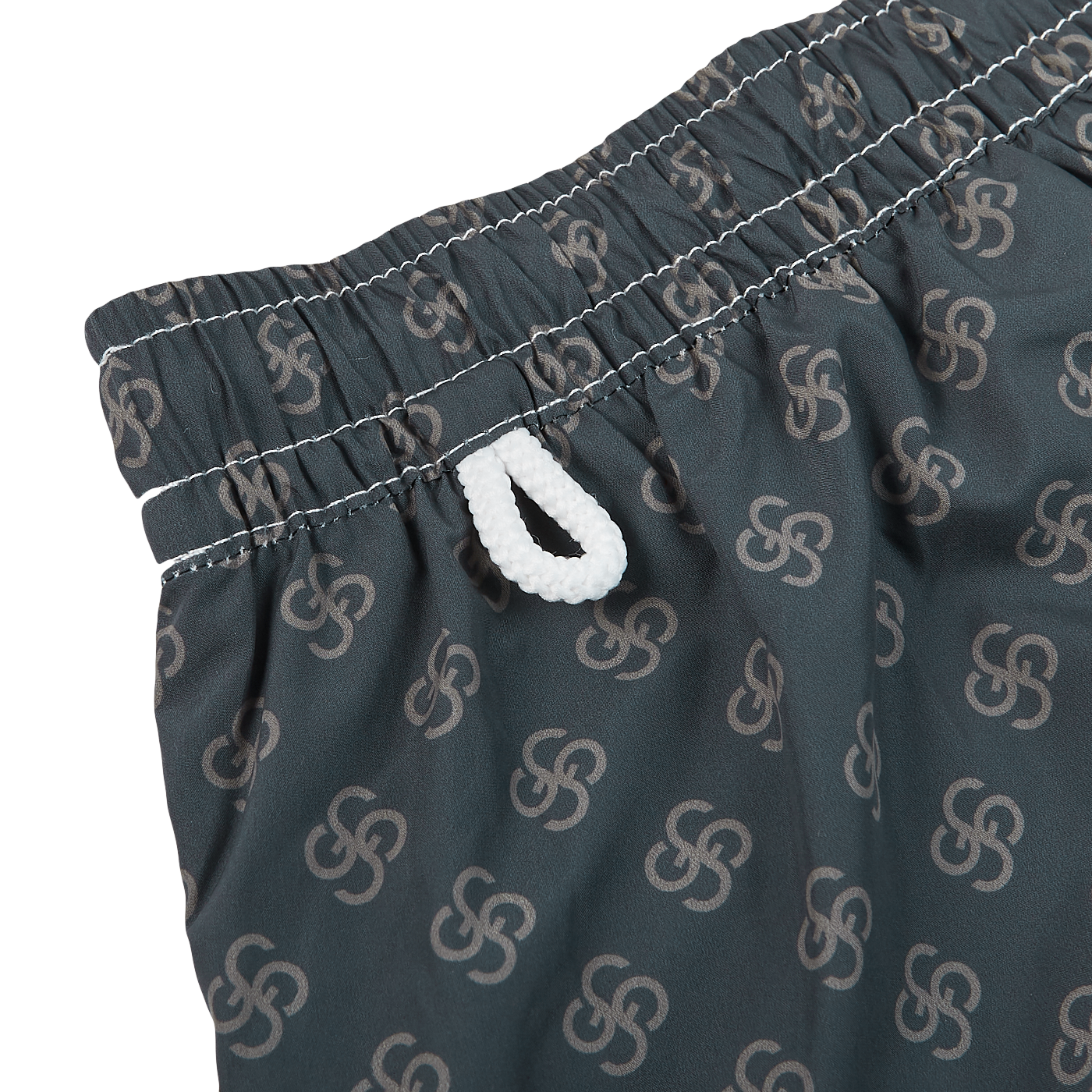 Gran Sasso Grey Logo Printed Recycled Microfiber Swimshorts Hook
