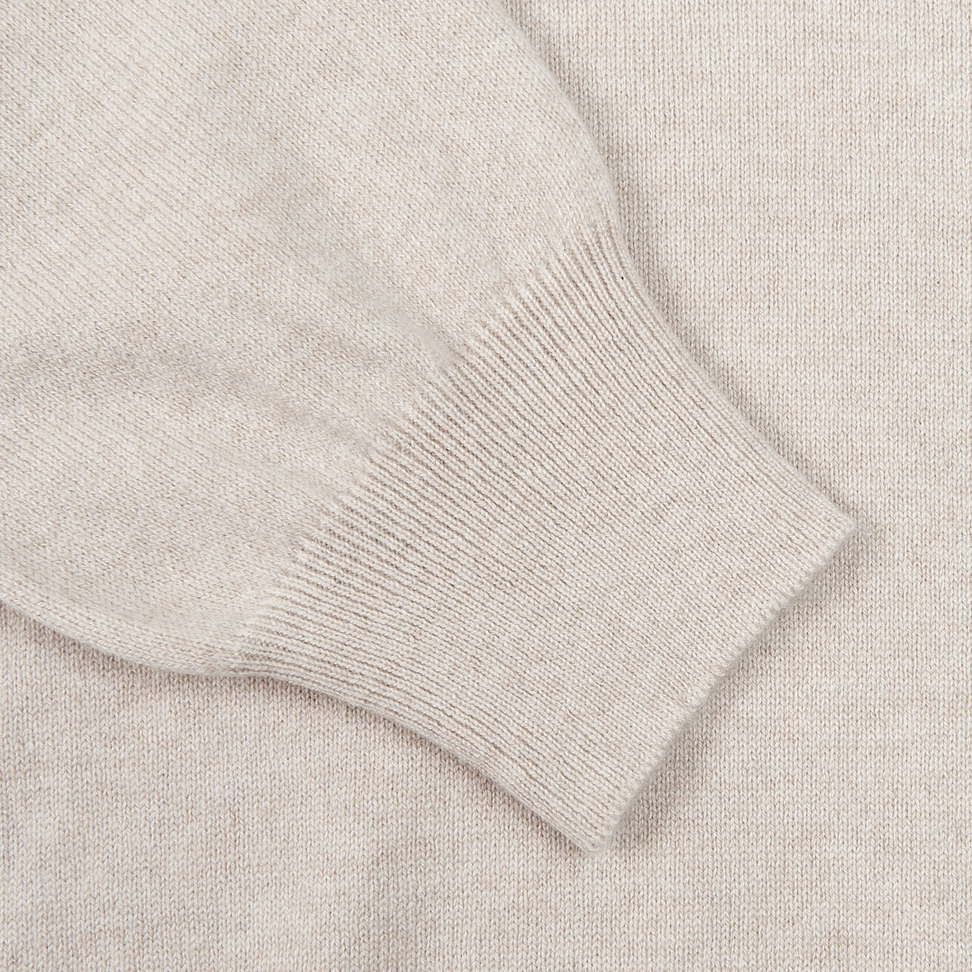 Gran Sasso Light Beige Cashmere 1:4 Zip Sweater Cuff