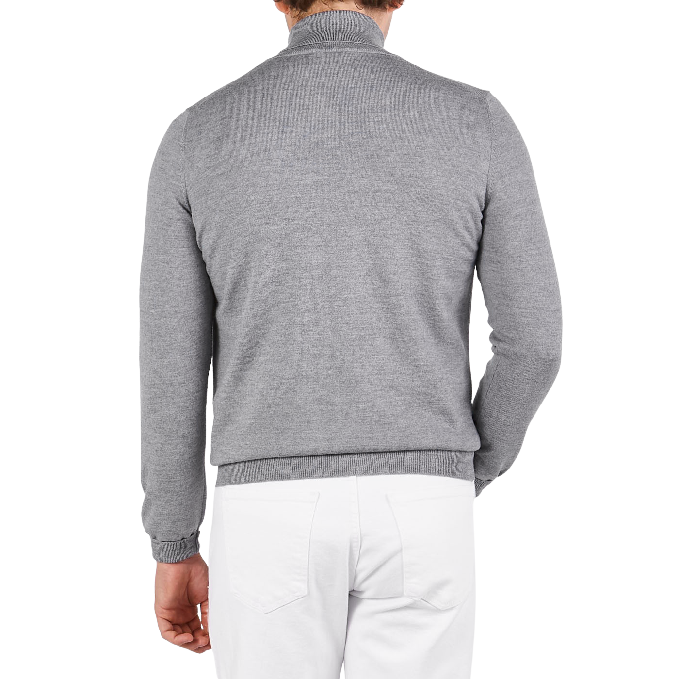 Gran Sasso Light Grey Extra Fine Merino Roll Neck Back