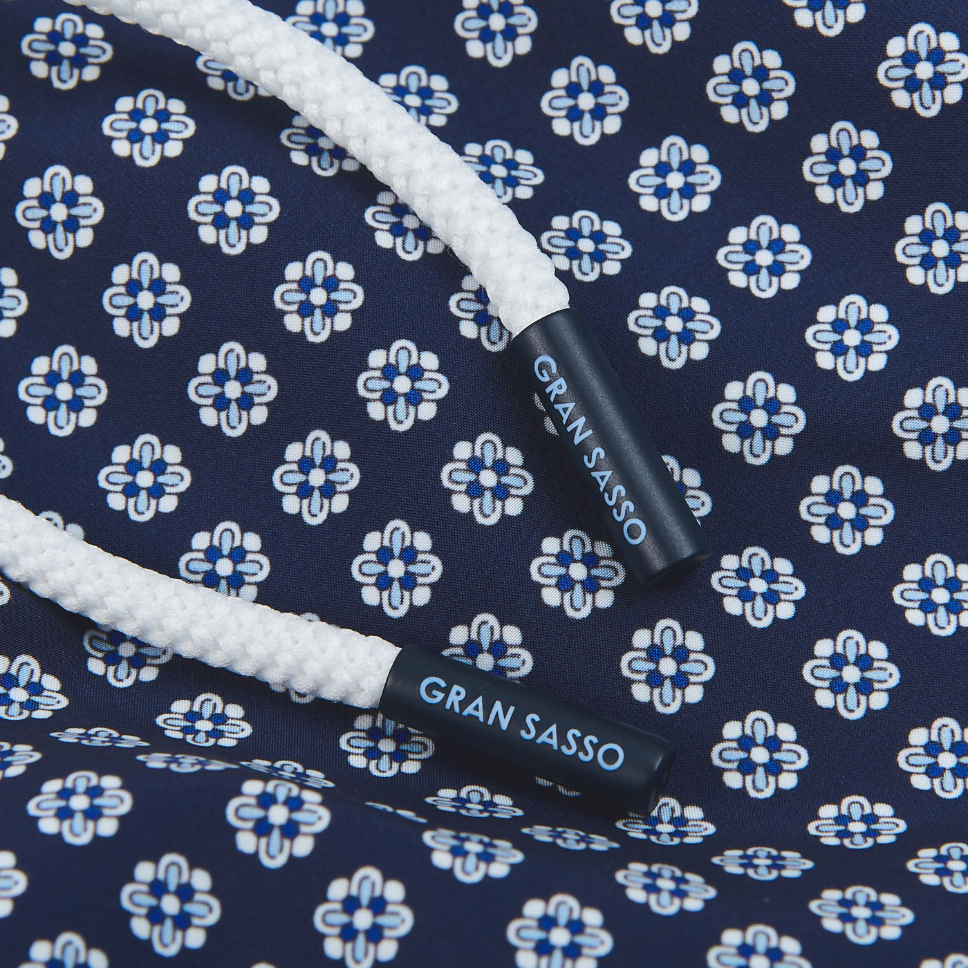 Gran Sasso Navy Flower Printed Recycled Microfiber Swimshorts Straps