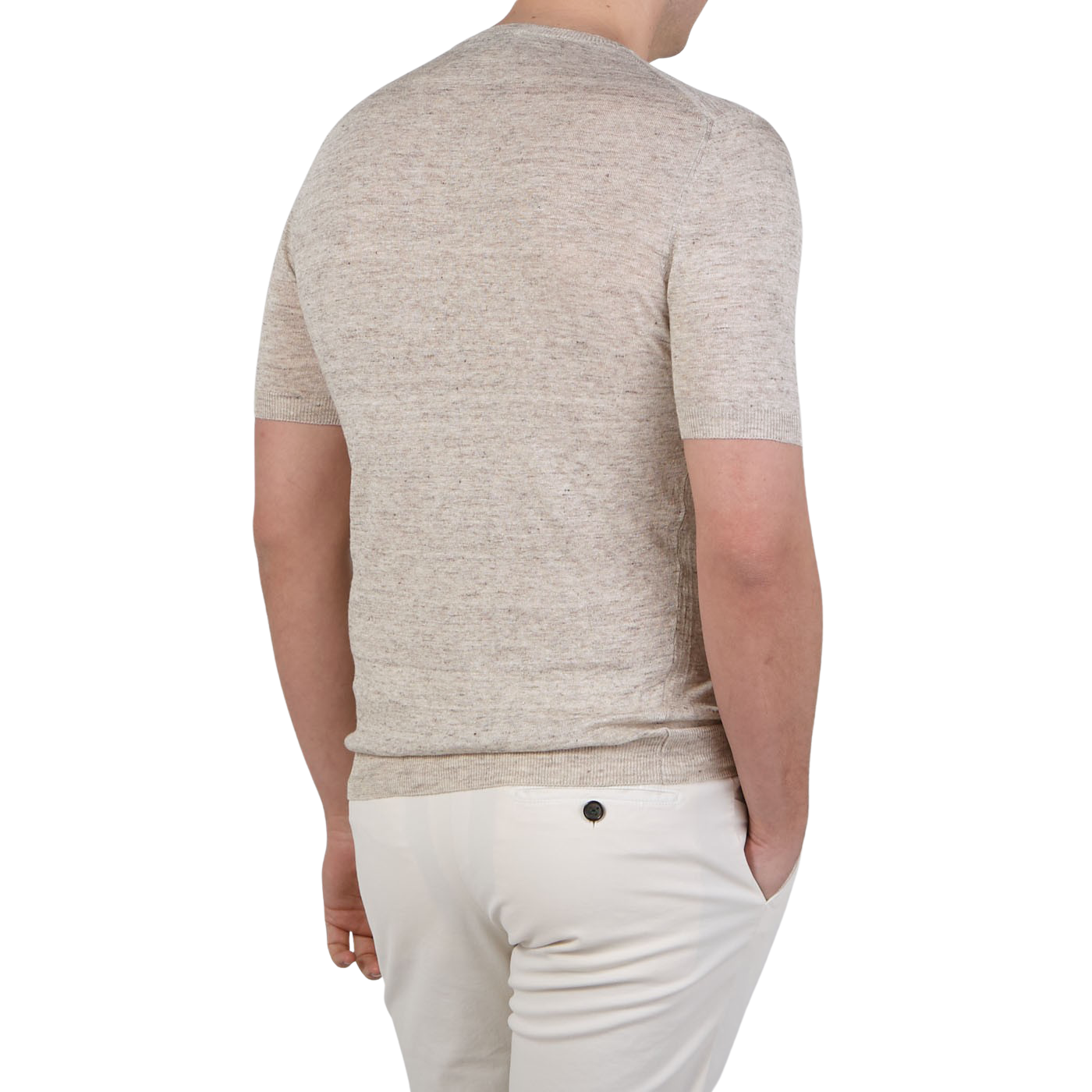 Gran Sasso Oatmeal Beige Melange Linen T-shirt Back