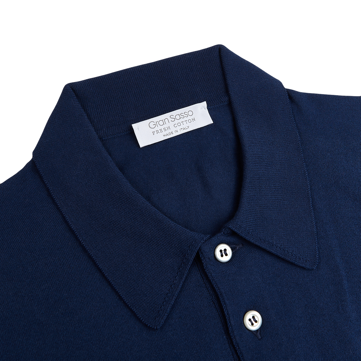 Gran Sasso Royal Blue Fresh Cotton Polo Shirt Collar