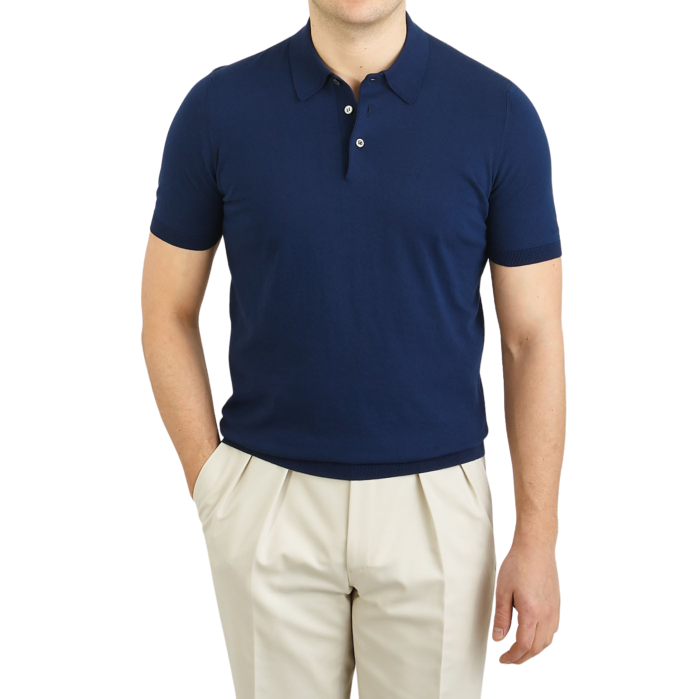 Gran Sasso Royal Blue Fresh Cotton Polo Shirt Front
