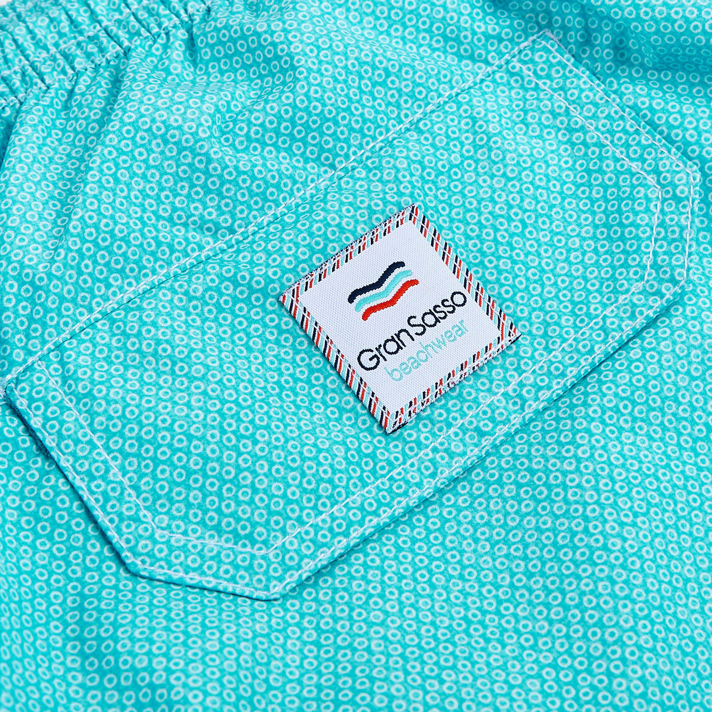 Gran Sasso Turquoise Printed Recycled Microfiber Swimshorts Pocket
