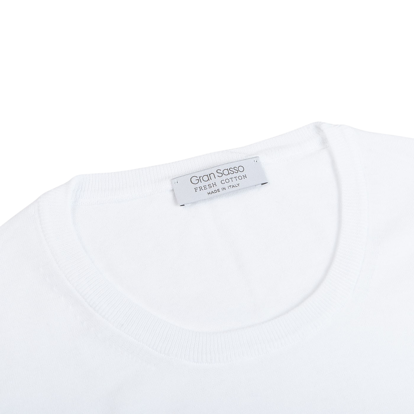 Gran Sasso White Organic Cotton T-Shirt Collar