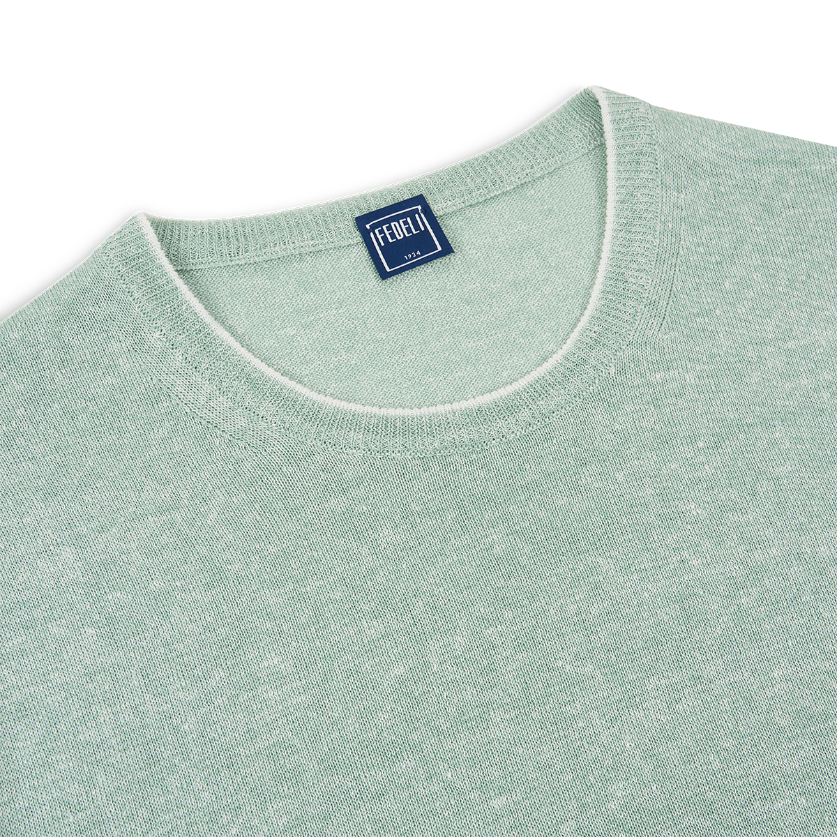 Green Melange Linen Cotton T-Shirt
