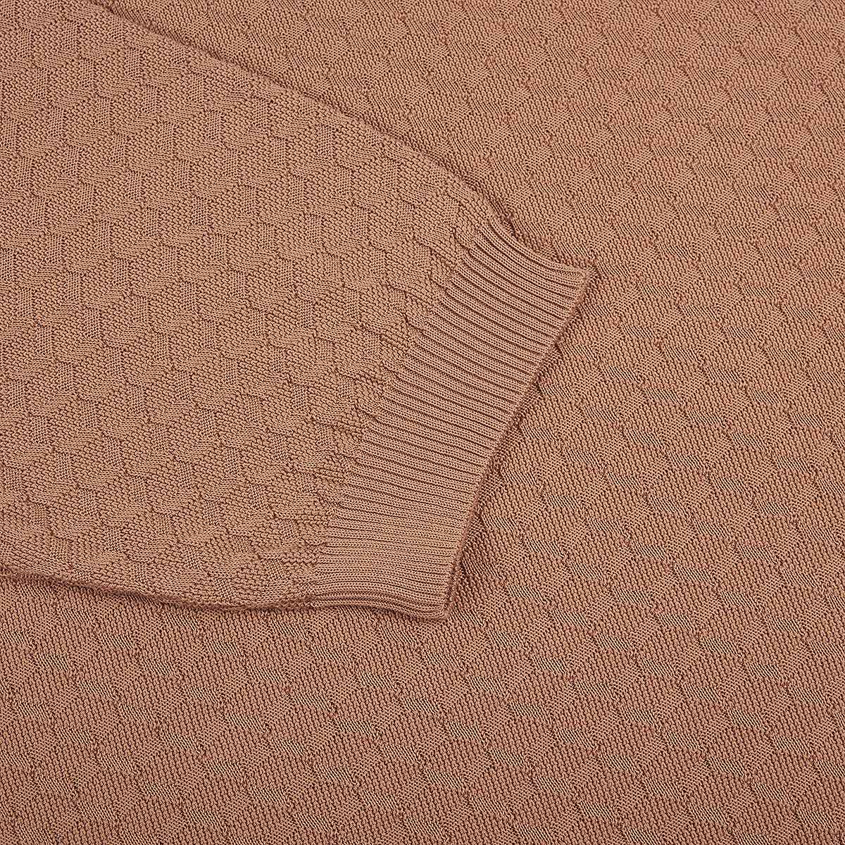 Peach 3D Weave Crepe Cotton T-Shirt