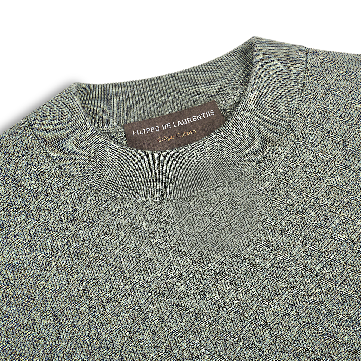 Sage 3D Weave Crepe Cotton T-Shirt