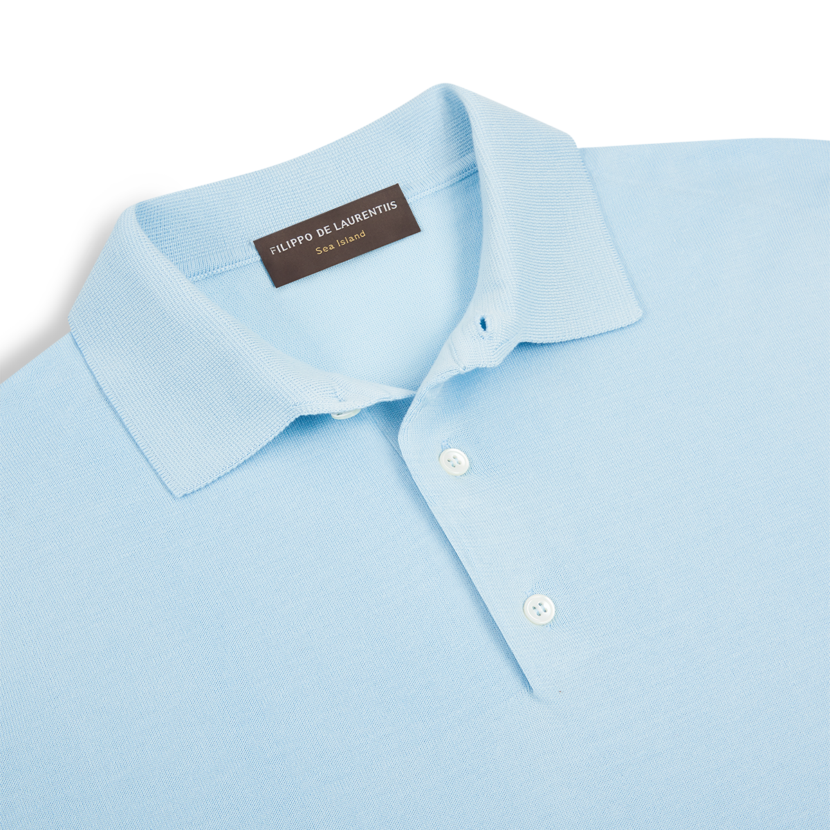 Sky Blue Sea Island Cotton Polo Shirt