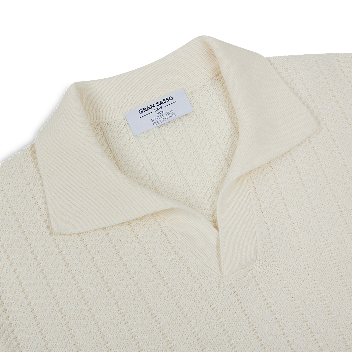 White Chevron Weave Skipper Polo Shirt