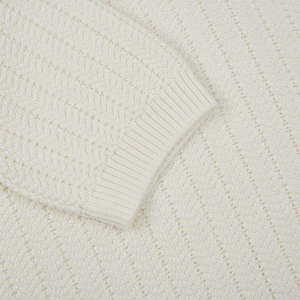 White Chevron Weave Skipper Polo Shirt