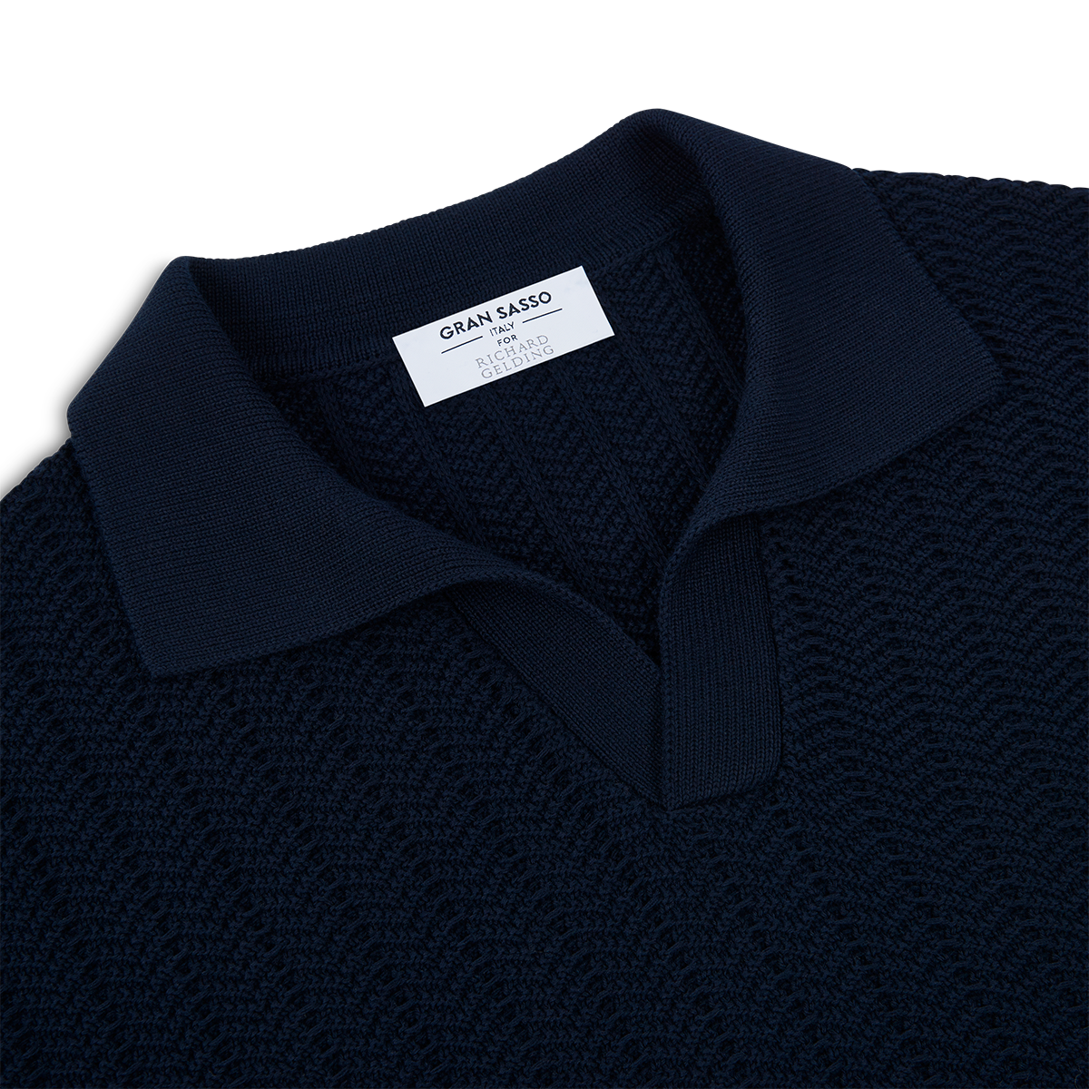 Navy Chevron Weave Skipper Polo Shirt