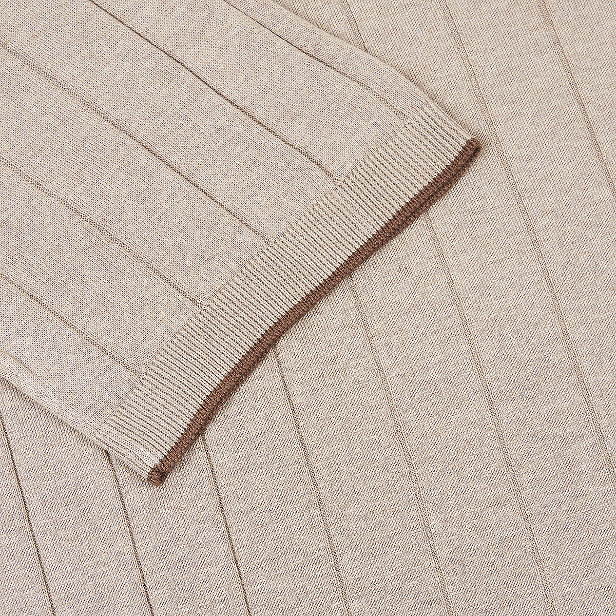 Beige Ribbed Silk T-Shirt