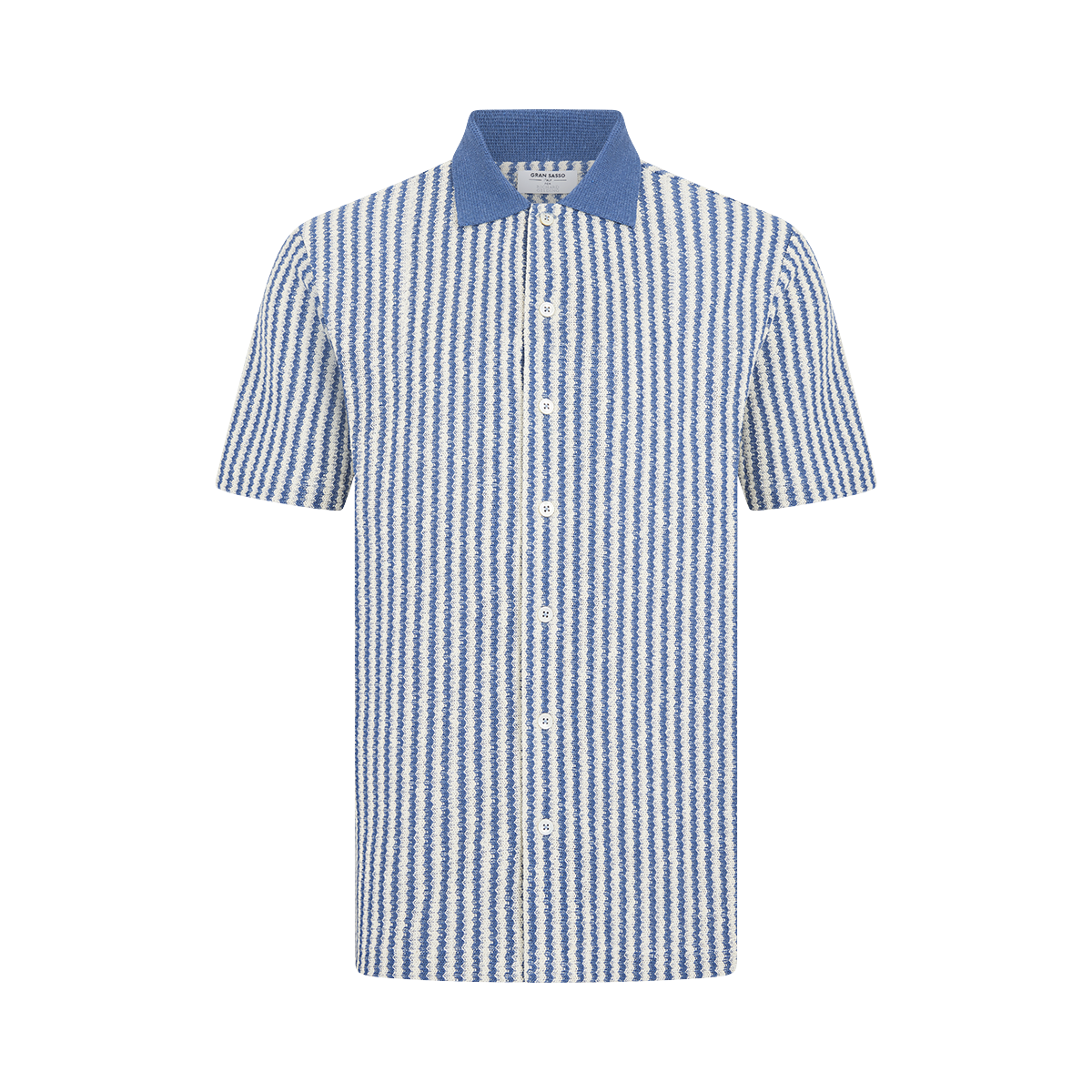 Blue Stripe Button-Through Knit Polo