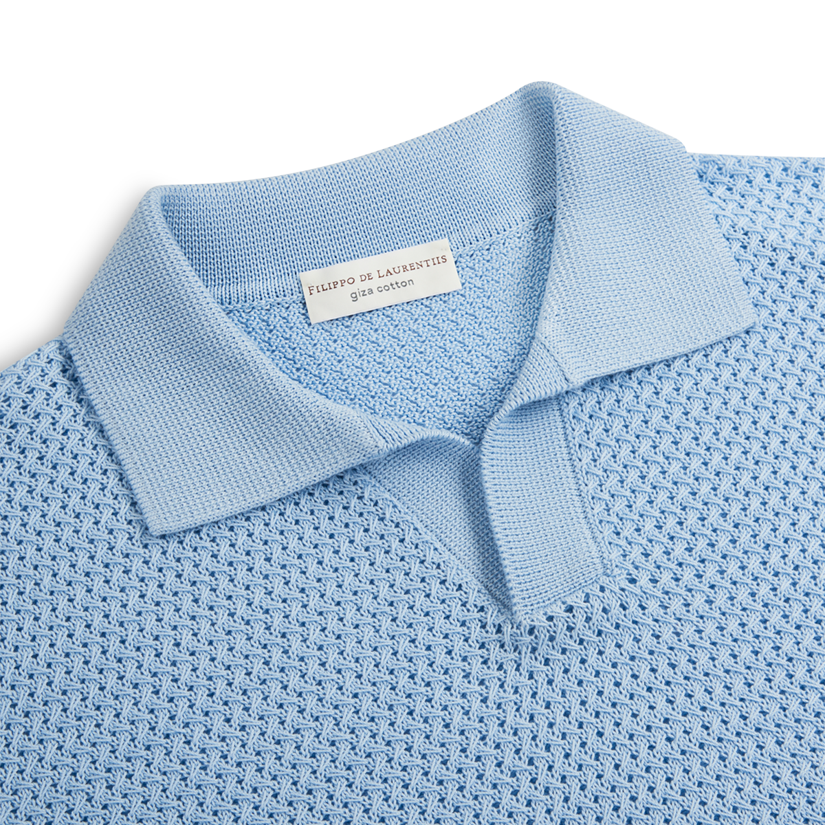 Sky Blue Open Weave Skipper Polo