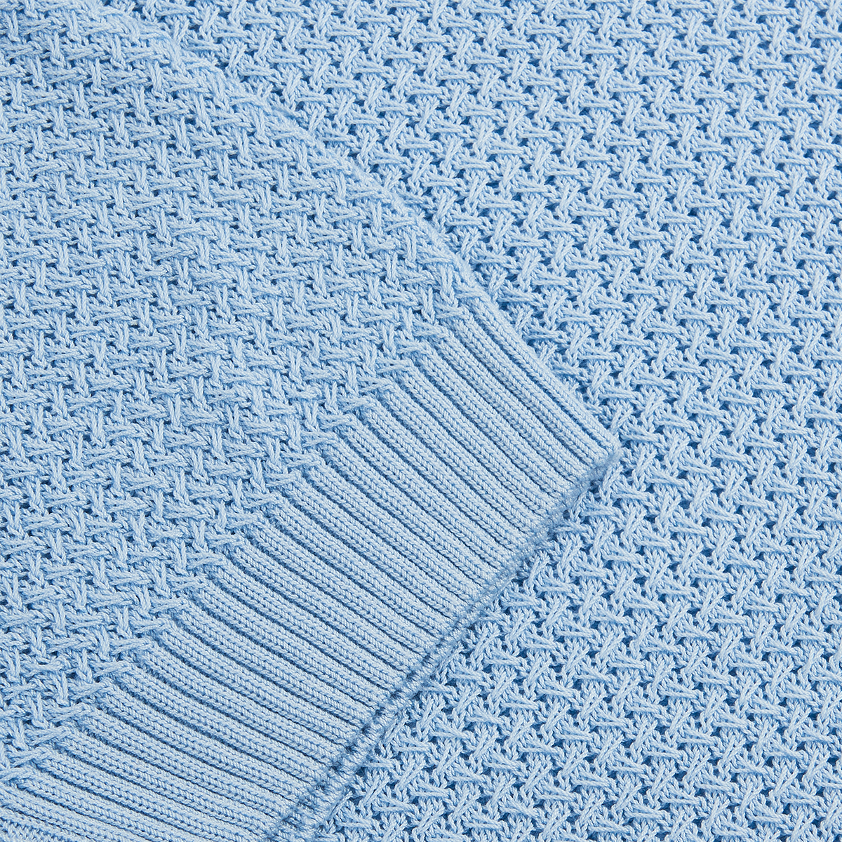 Sky Blue Open Weave Skipper Polo