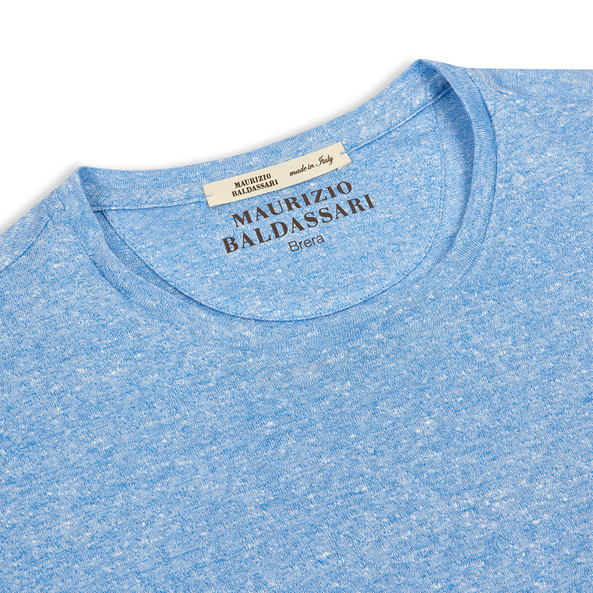 Blue Melange Cotton/Linen T-Shirt