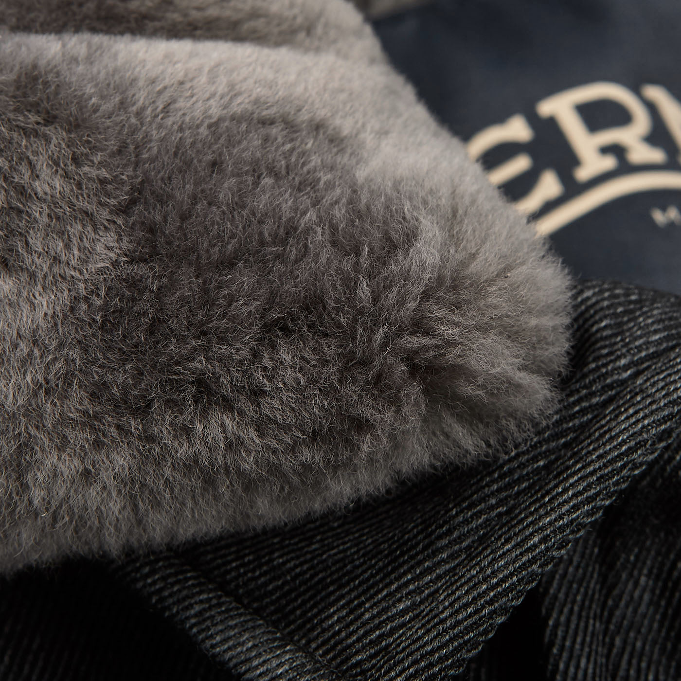 Herno Charcoal Wool Twill Beaver Collar Jacket Fur