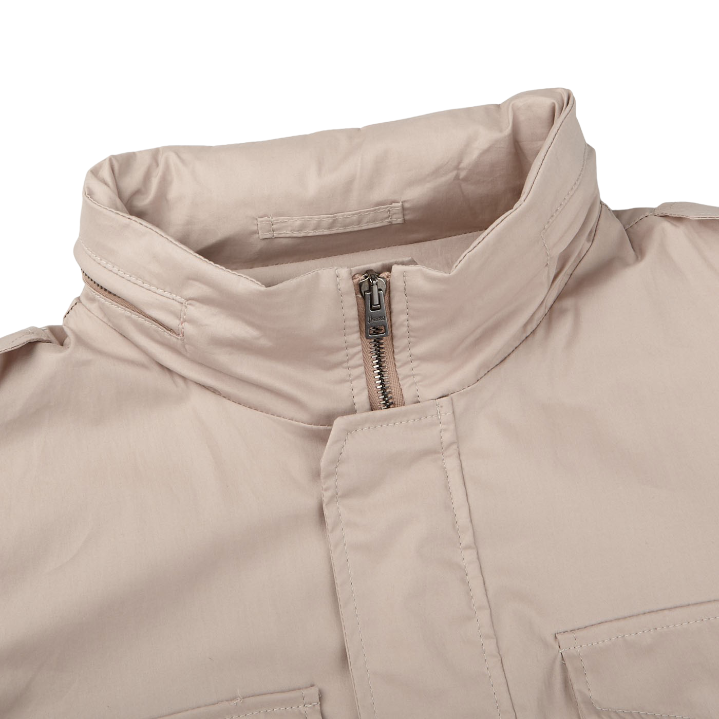 Herno Natural Beige Light Cotton Field Jacket Collar