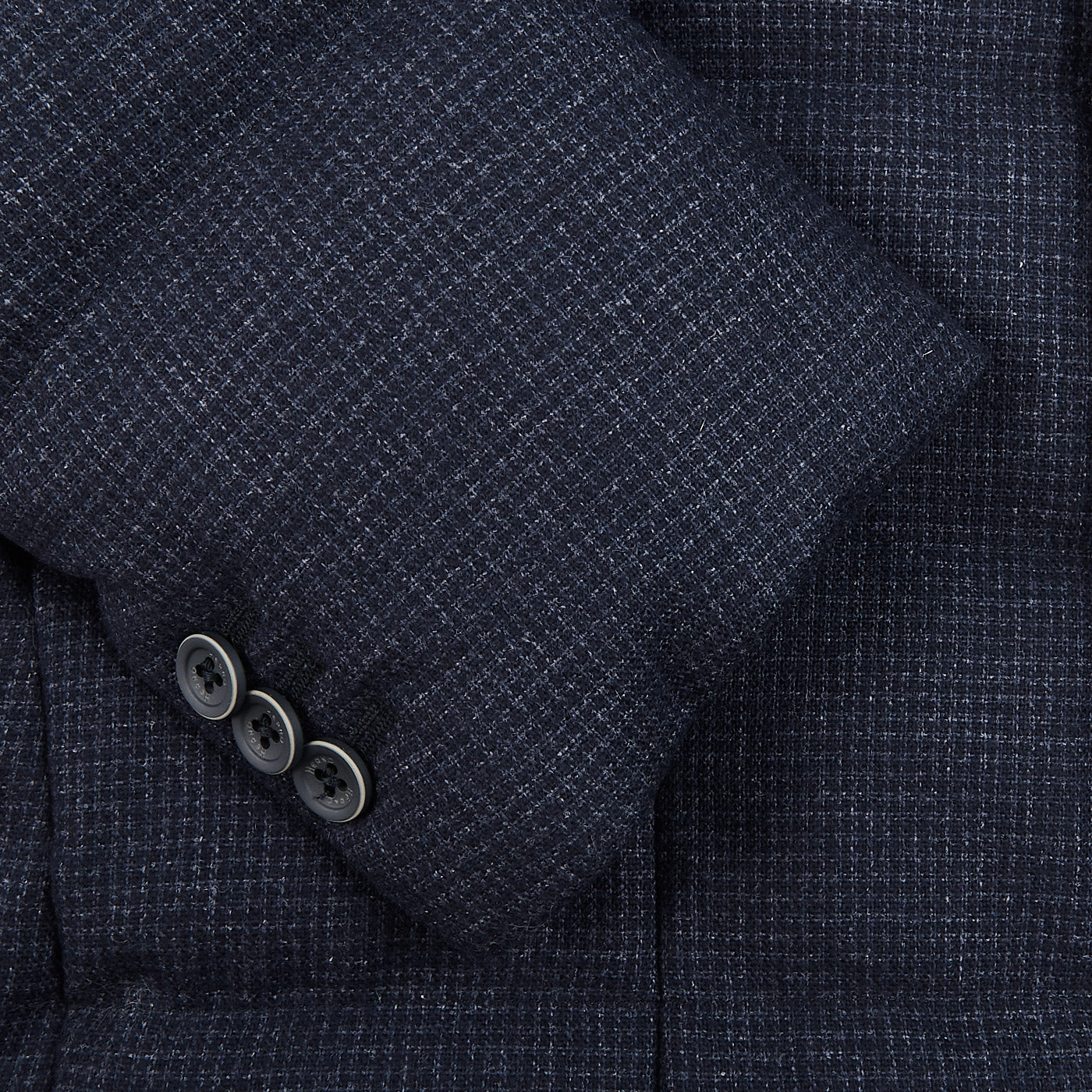 Herno Navy Wool Houndstooth Goose Down Jacket Cuff