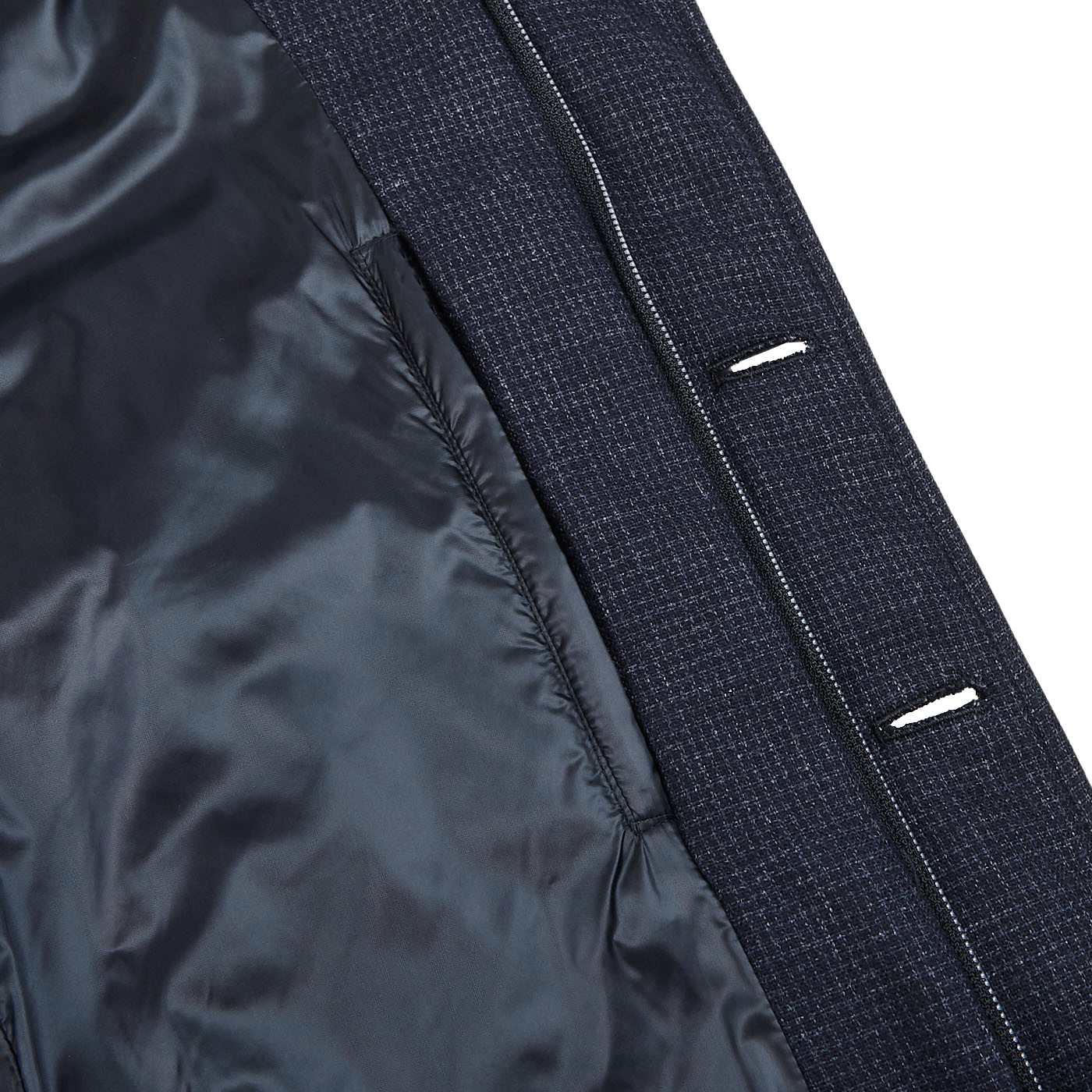 Herno Navy Wool Houndstooth Goose Down Jacket Inside