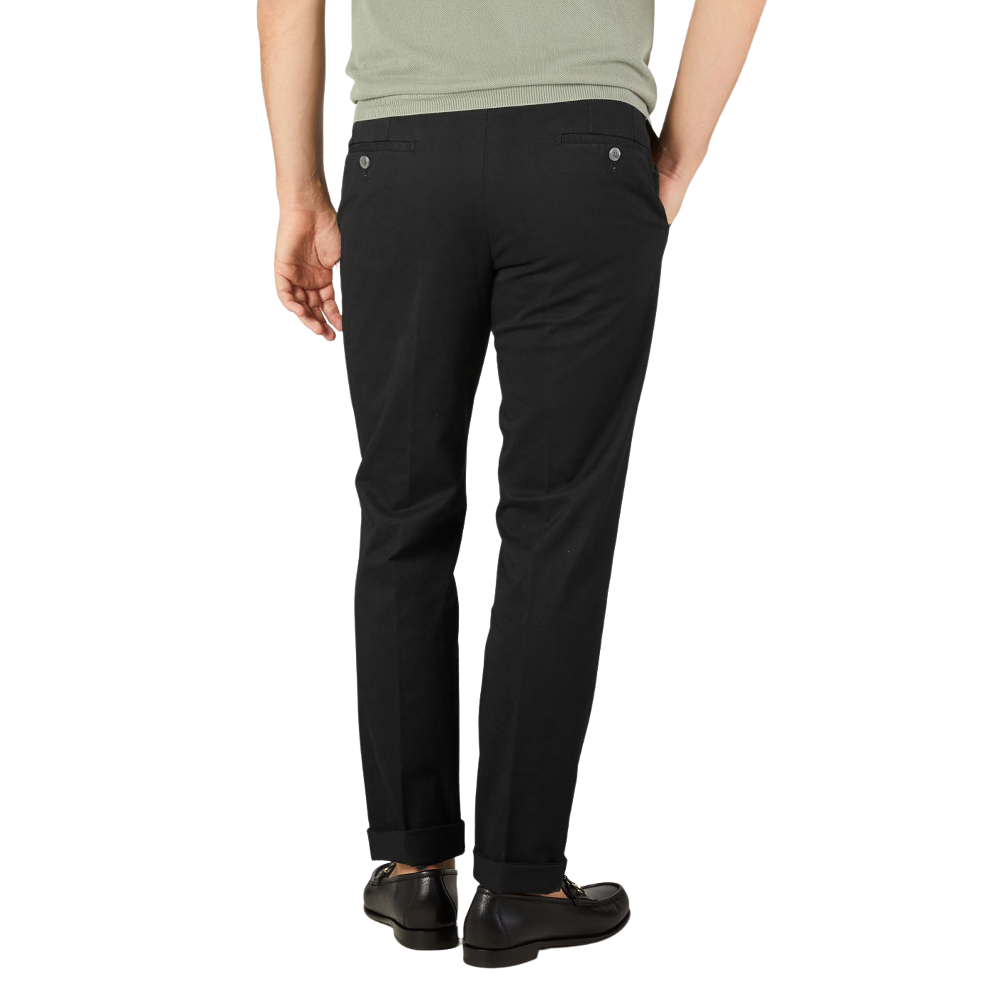 Hiltl Black Cotton Stretch Regular Fit Chinos Back