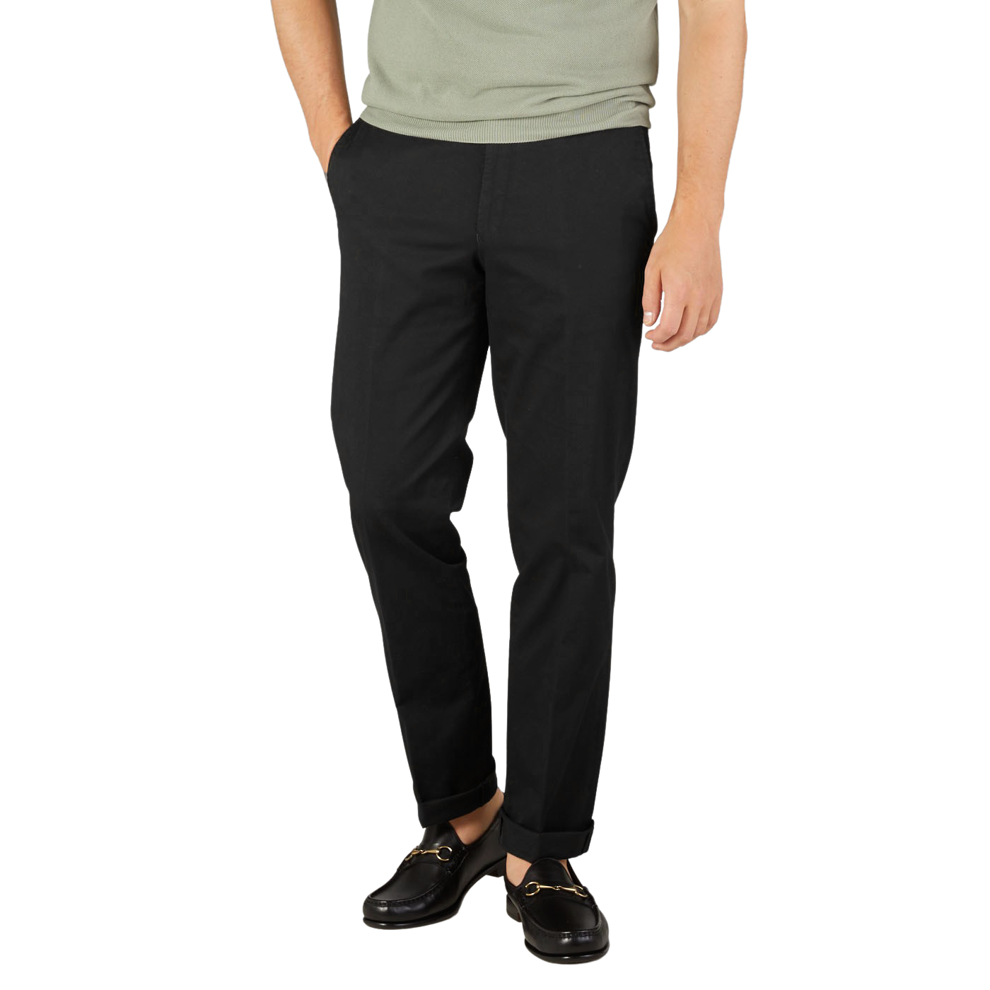 Hiltl Black Cotton Stretch Regular Fit Chinos Front