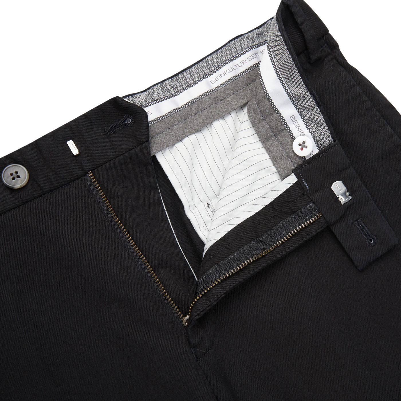 Hiltl Black Cotton Stretch Regular Fit Chinos Zipper