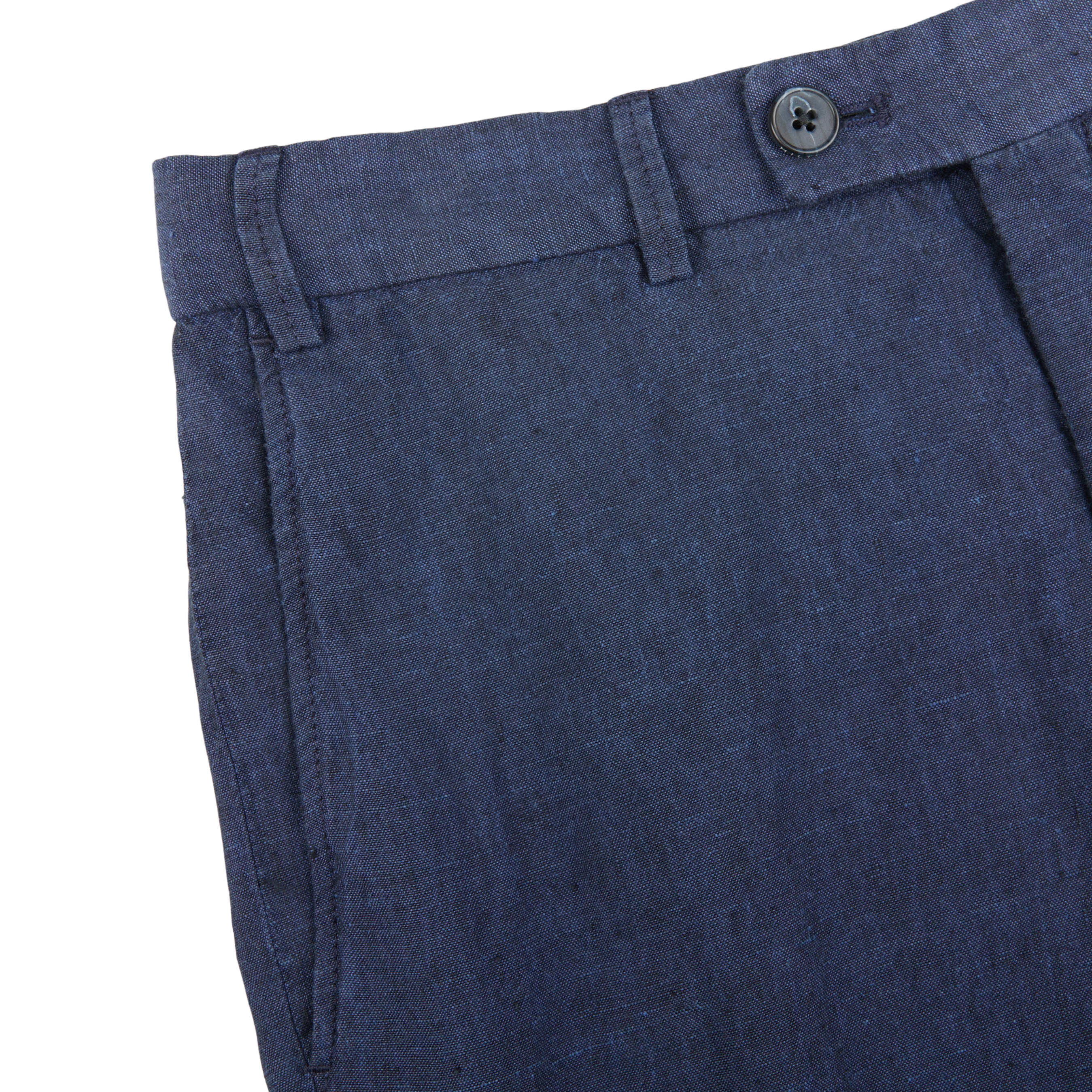 Hiltl Blue Washed Linen Regular Fit Chinos Edge