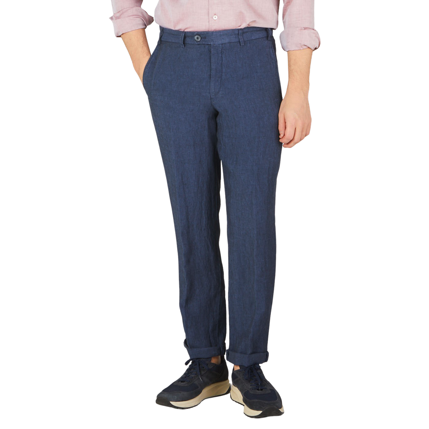 Hiltl Blue Washed Linen Regular Fit Chinos Front