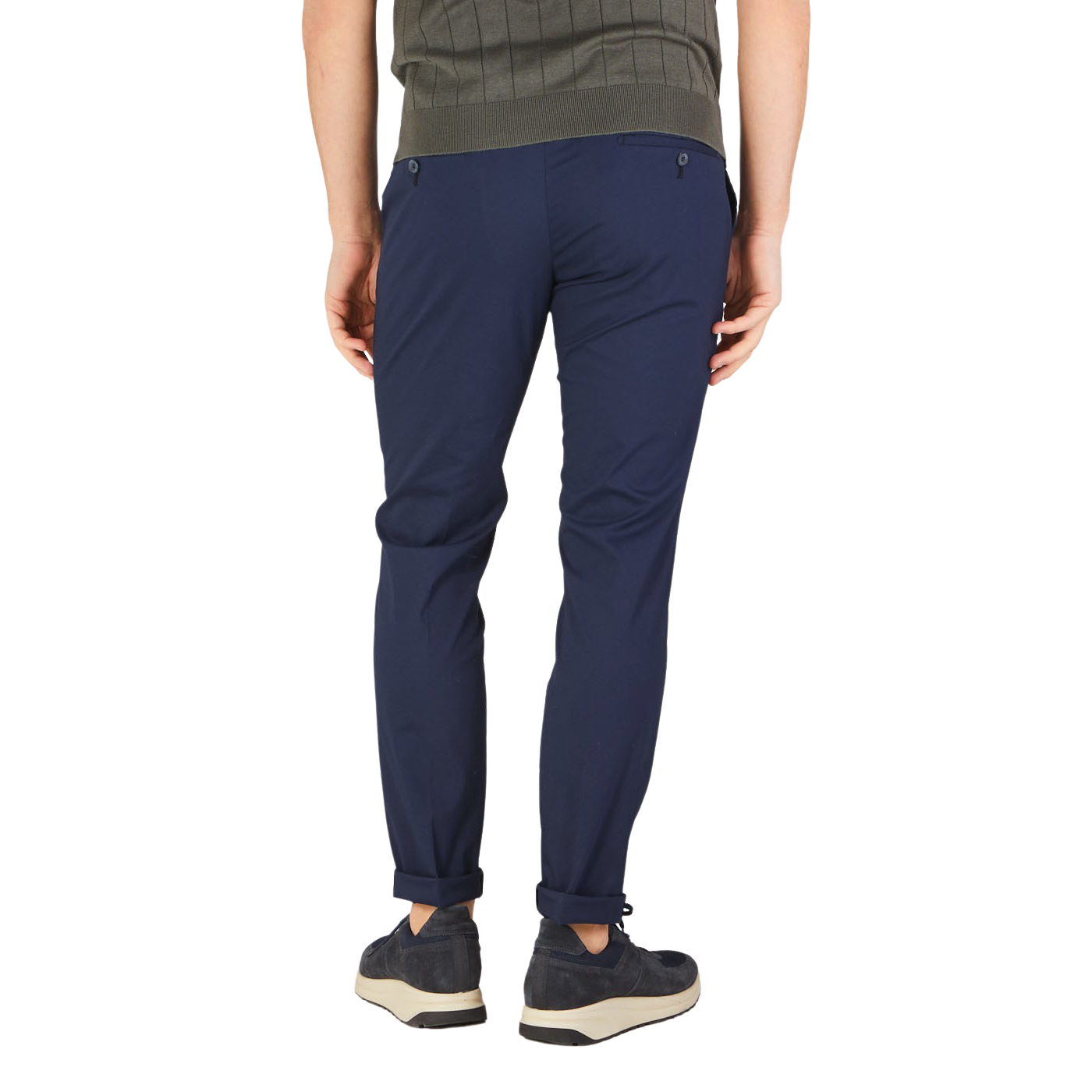 Hiltl Dark Blue Cotton Nylon Slim Chinos Back