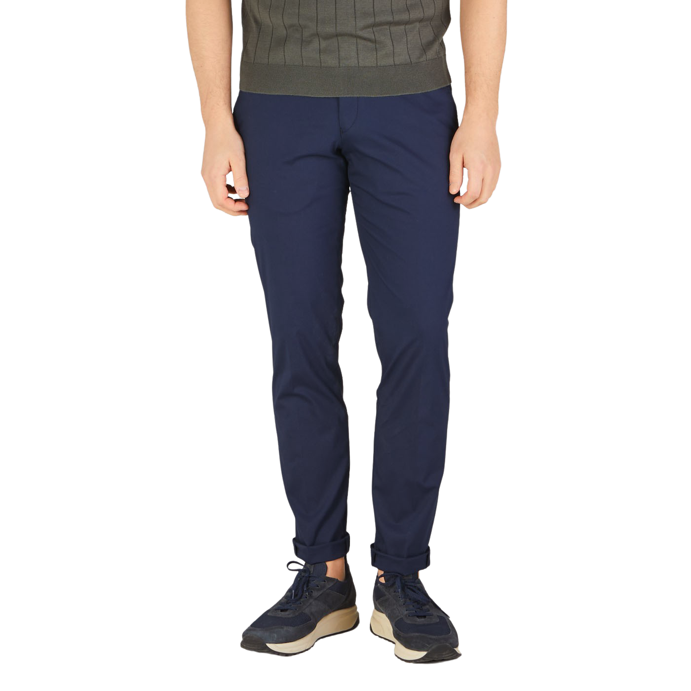 Hiltl Dark Blue Cotton Nylon Slim Chinos Front