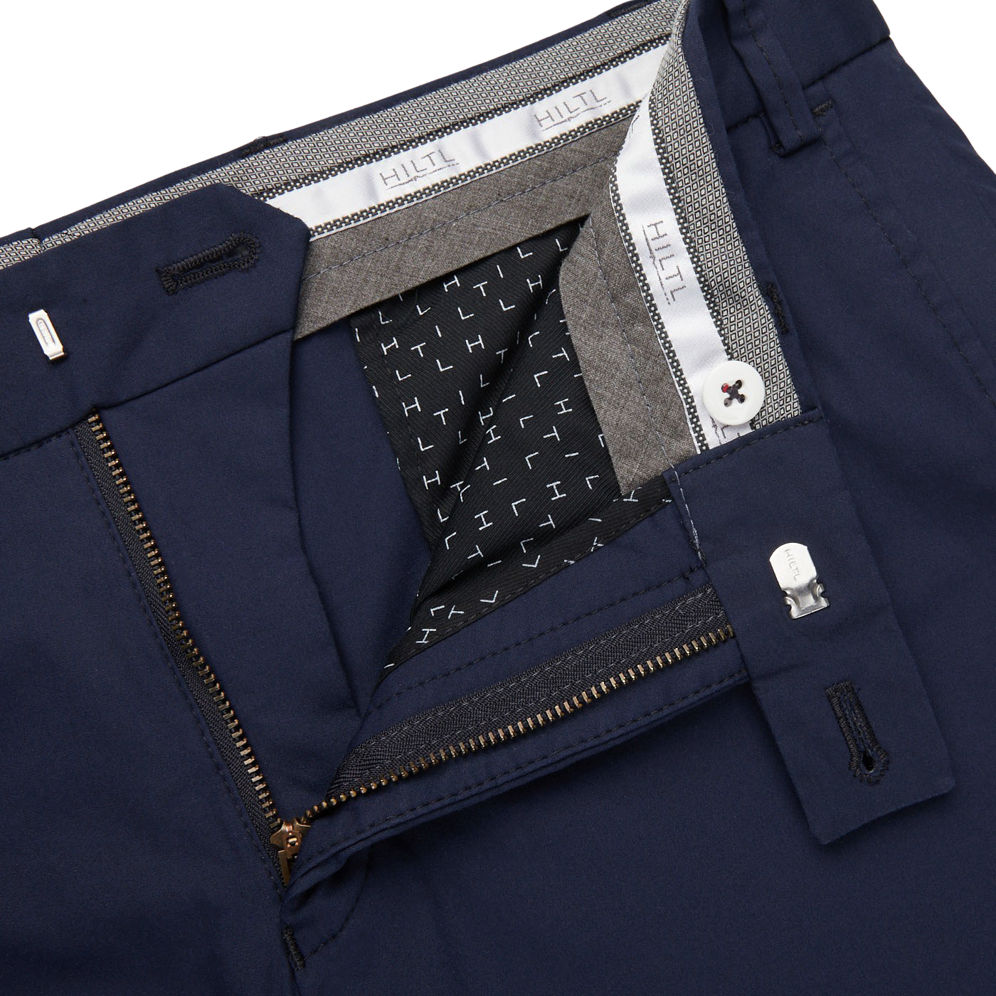 Hiltl Dark Blue Cotton Nylon Slim Chinos Zipper
