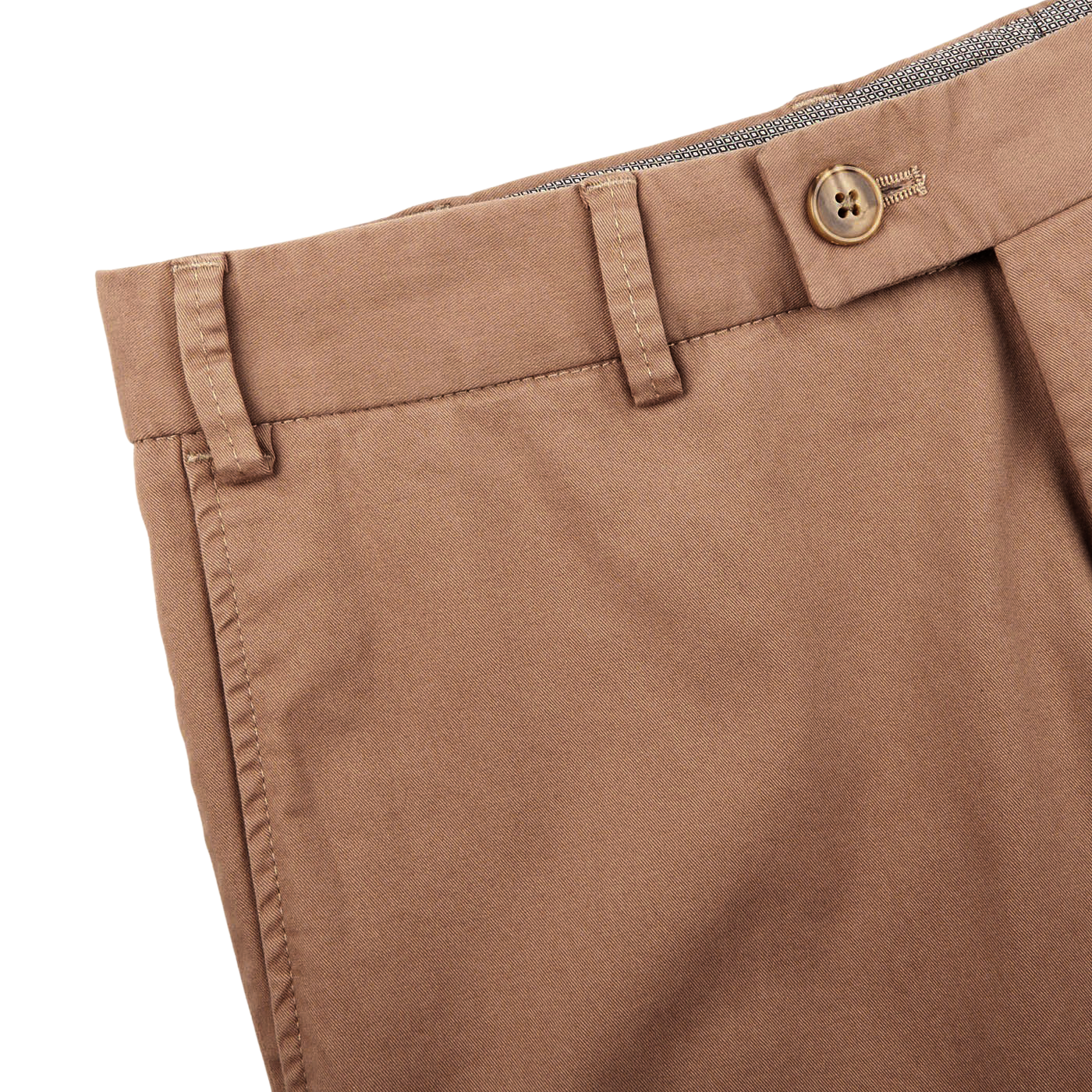 Hiltl Dark Khaki Cotton Stretch Regular Fit Chinos Edge
