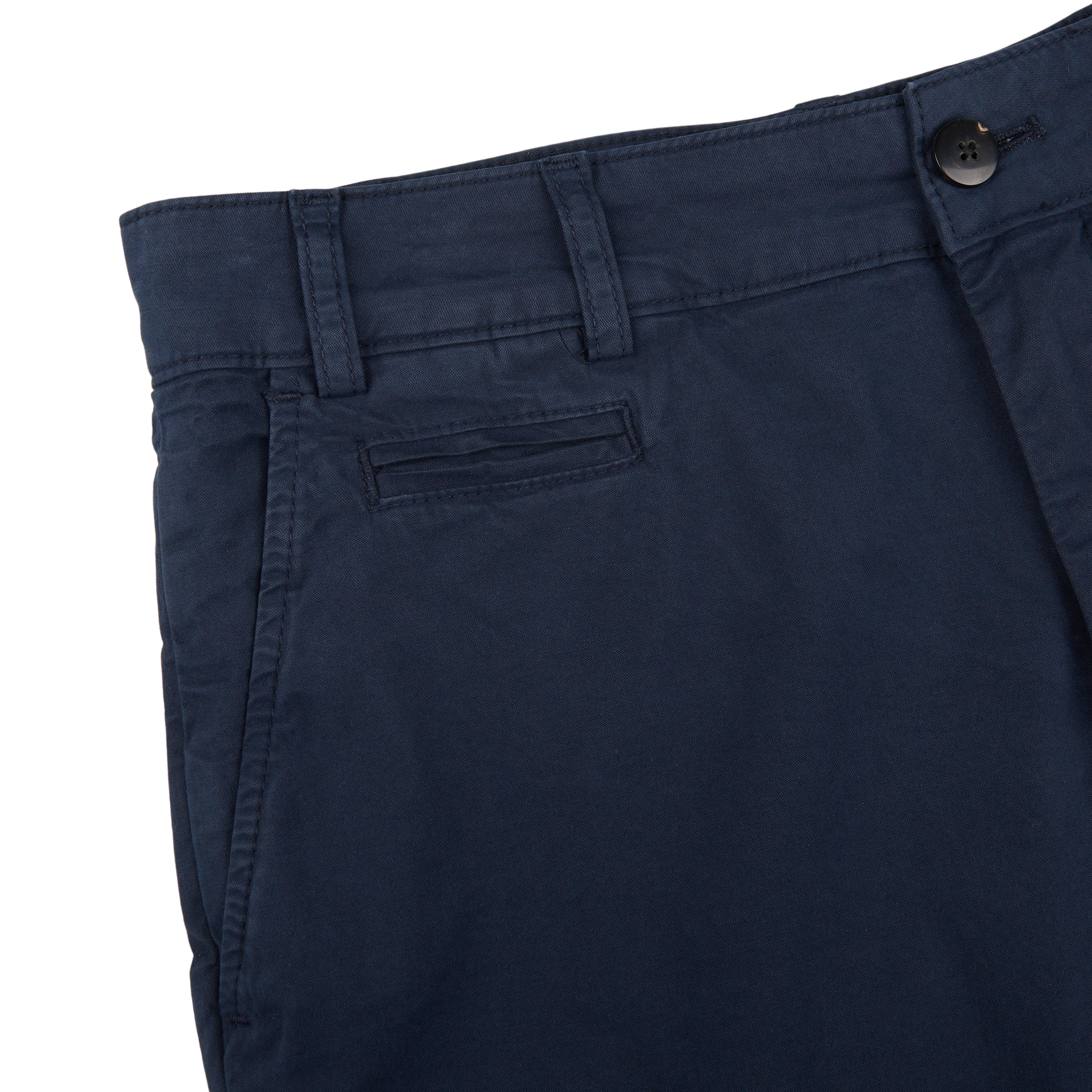 Hiltl Navy Blue Washed Cotton Stretch Shorts Edge