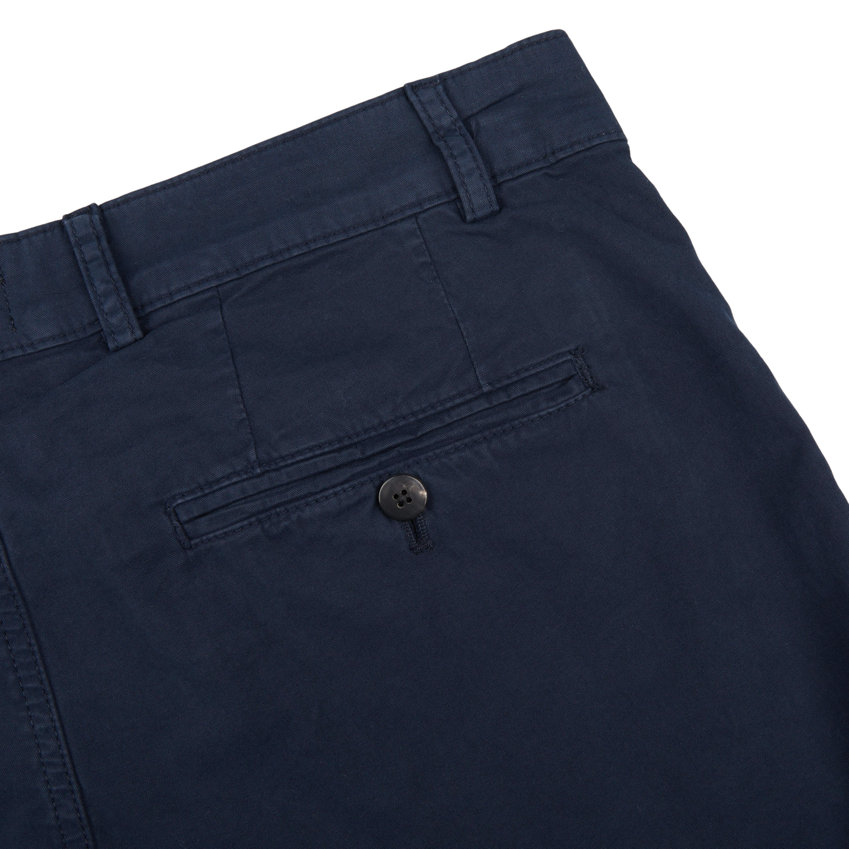 Hiltl Navy Blue Washed Cotton Stretch Shorts Pocket