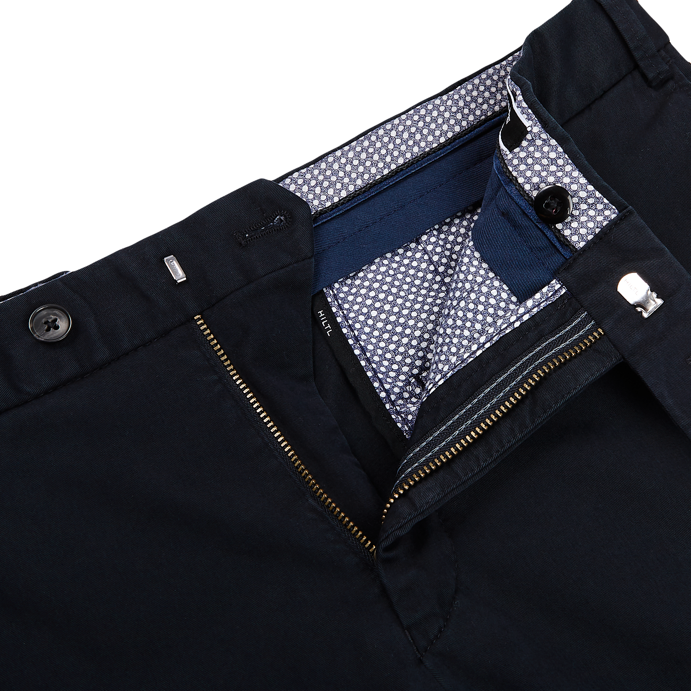 Hiltl Navy Cotton Stretch Regular Chinos Zipper