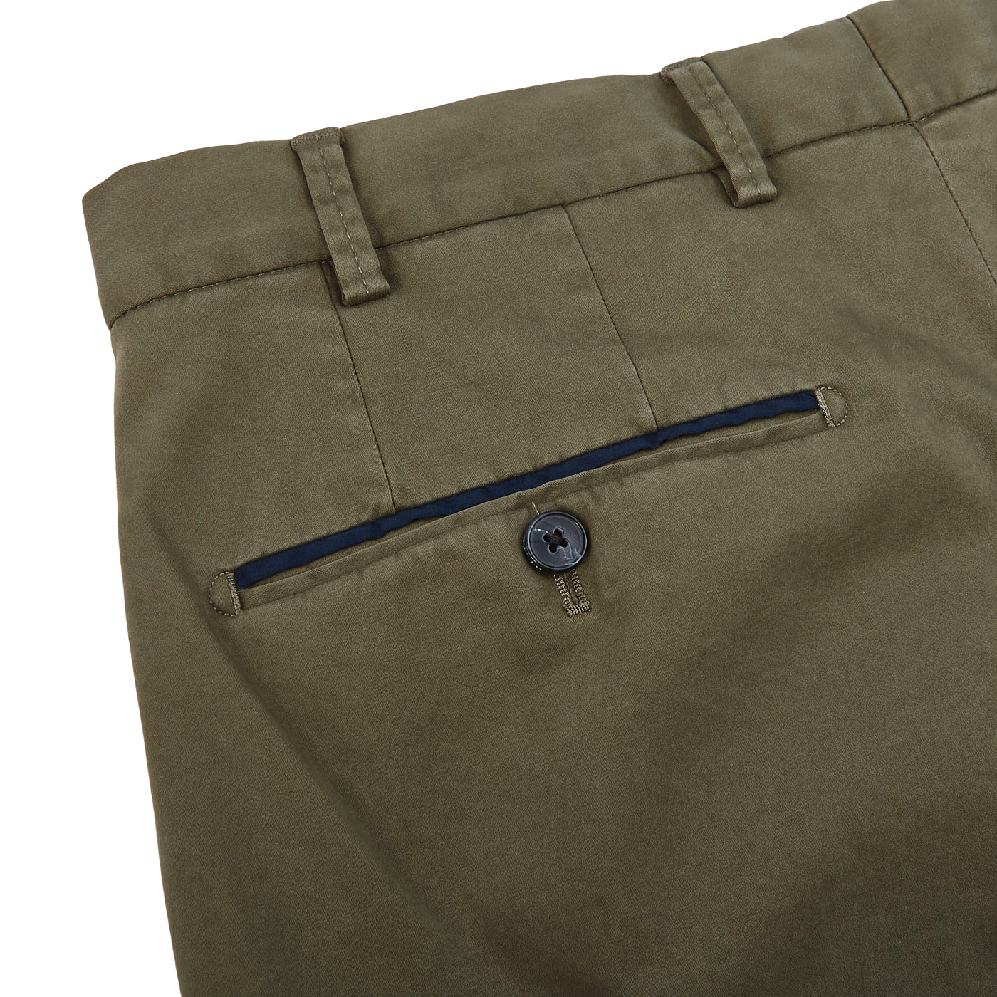 Hiltl Washed Green Cotton Stretch Regular Fit Chinos Pocket