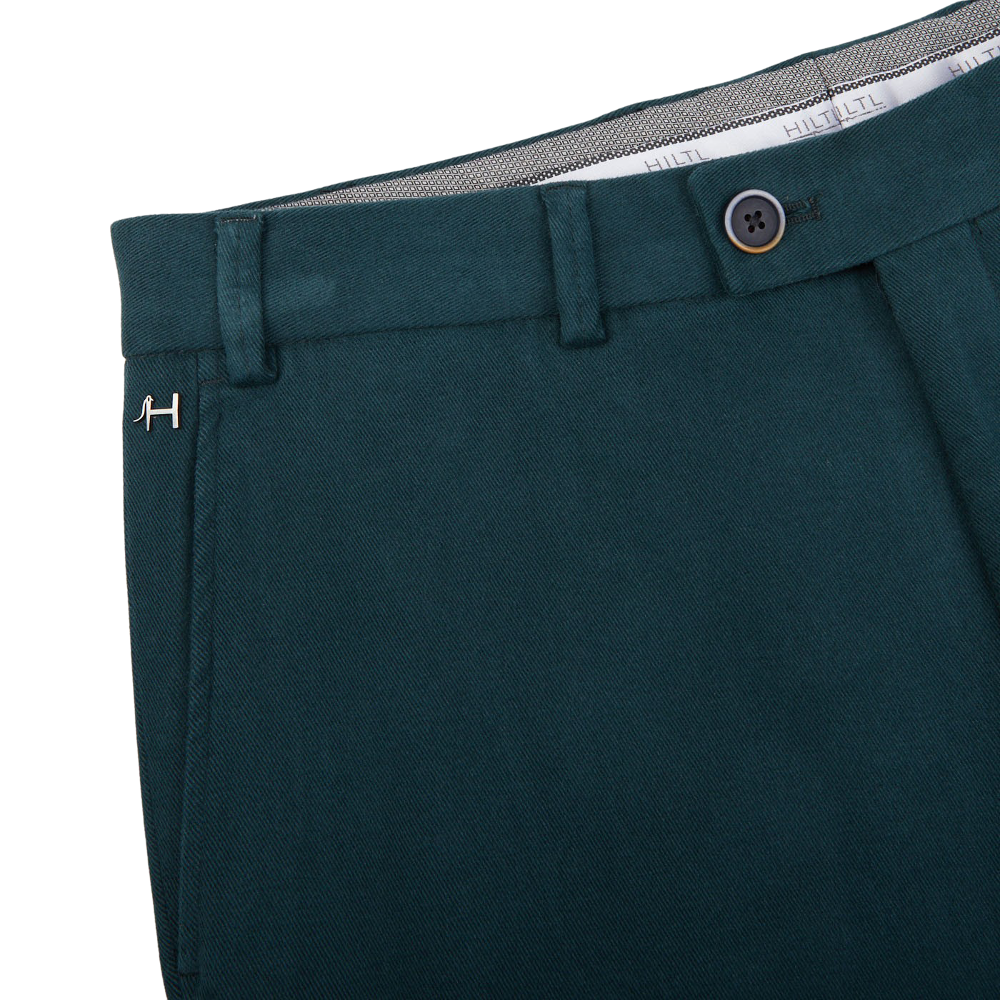 A close up of Hiltl's Airforce Blue Cotton Stretch Regular Fit Chinos.