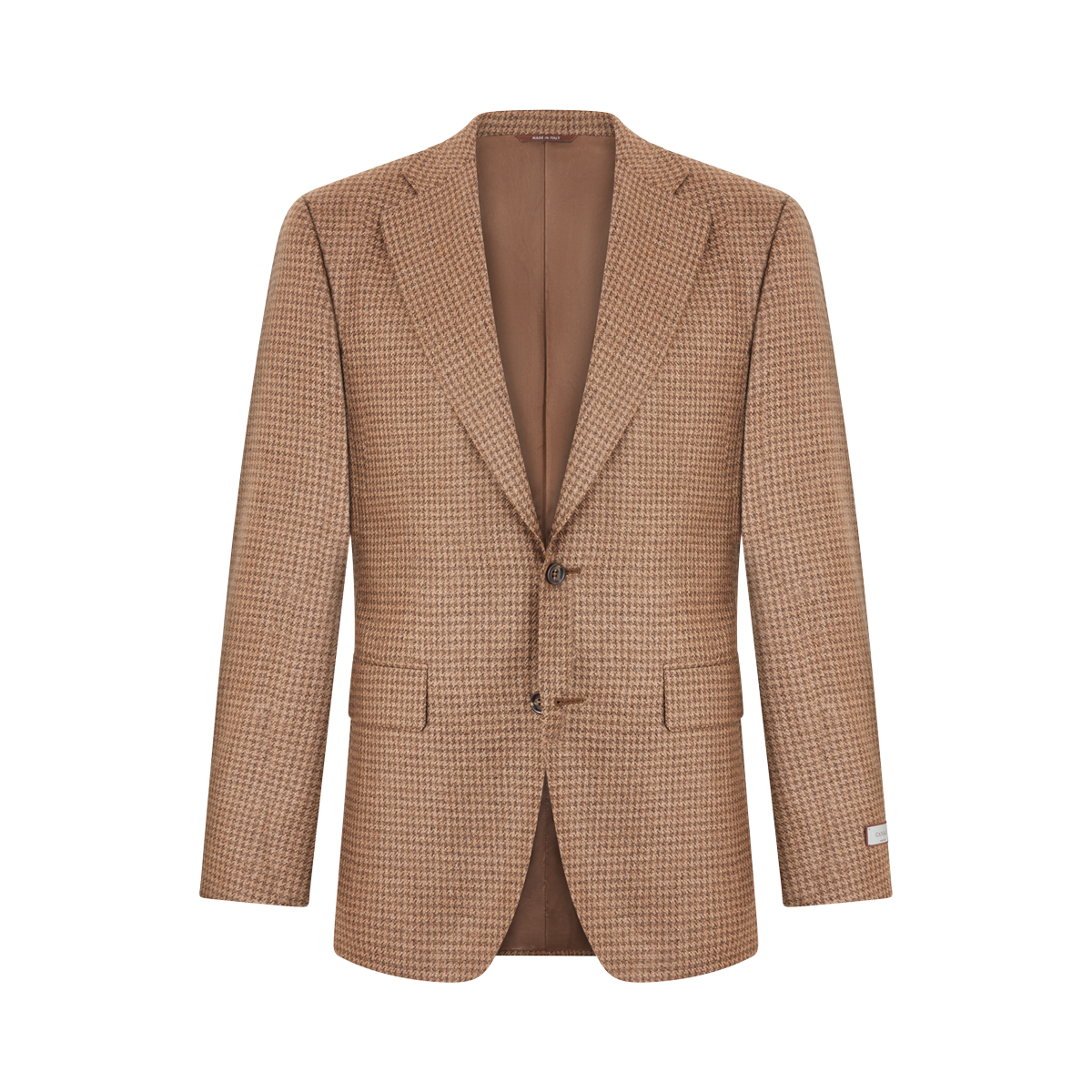 Ginger Dogtooth Notch Lapel Wool/Silk Blazer